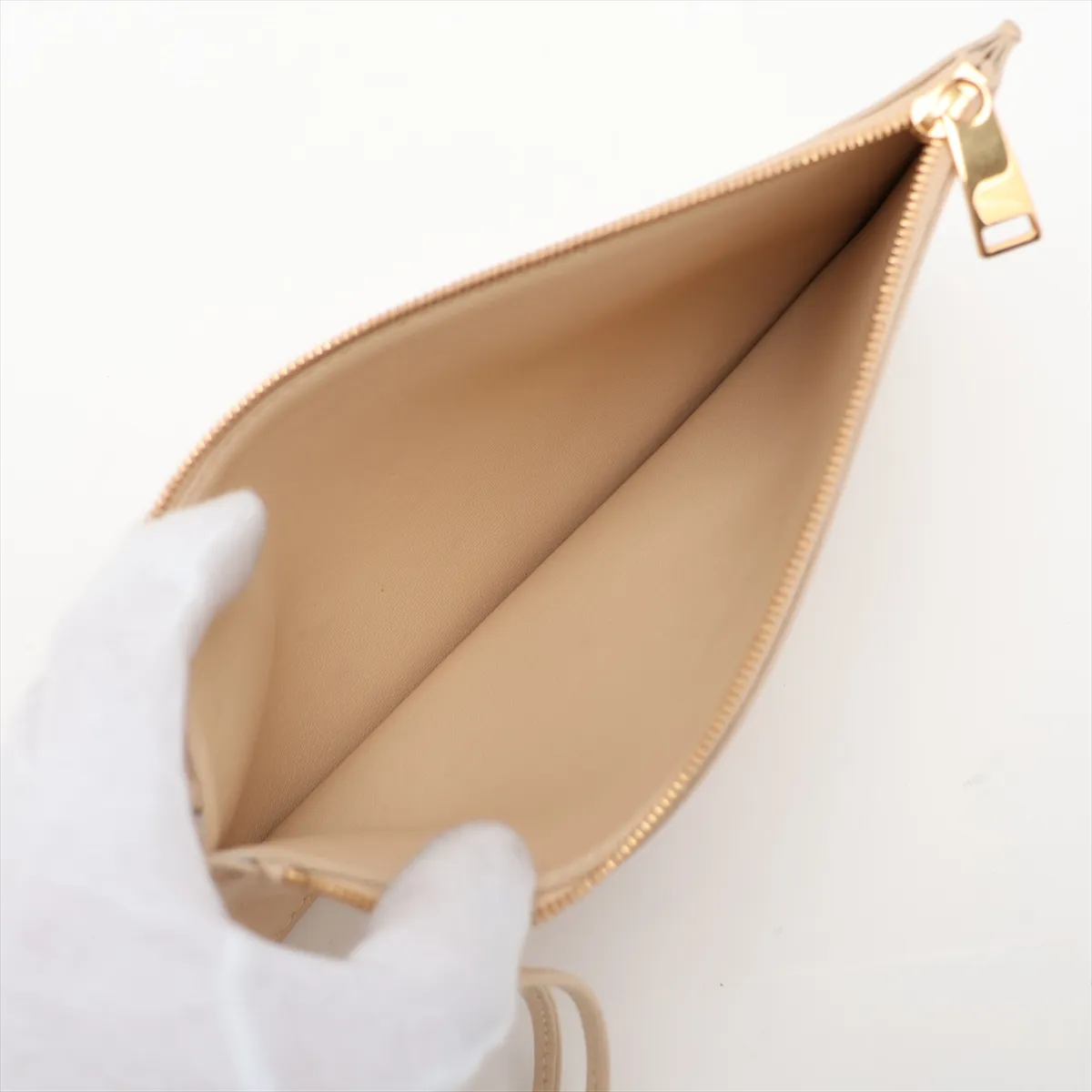 Intrecciato Leather Tote Bag, Beige — view 8
