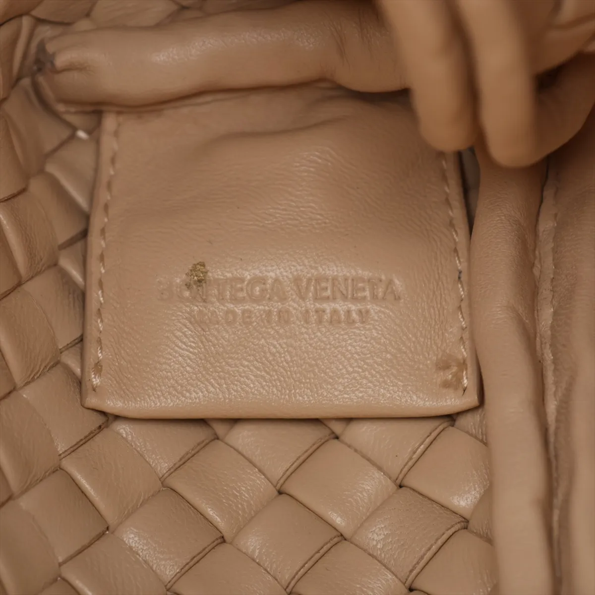 Intrecciato Leather Tote Bag, Beige — view 9