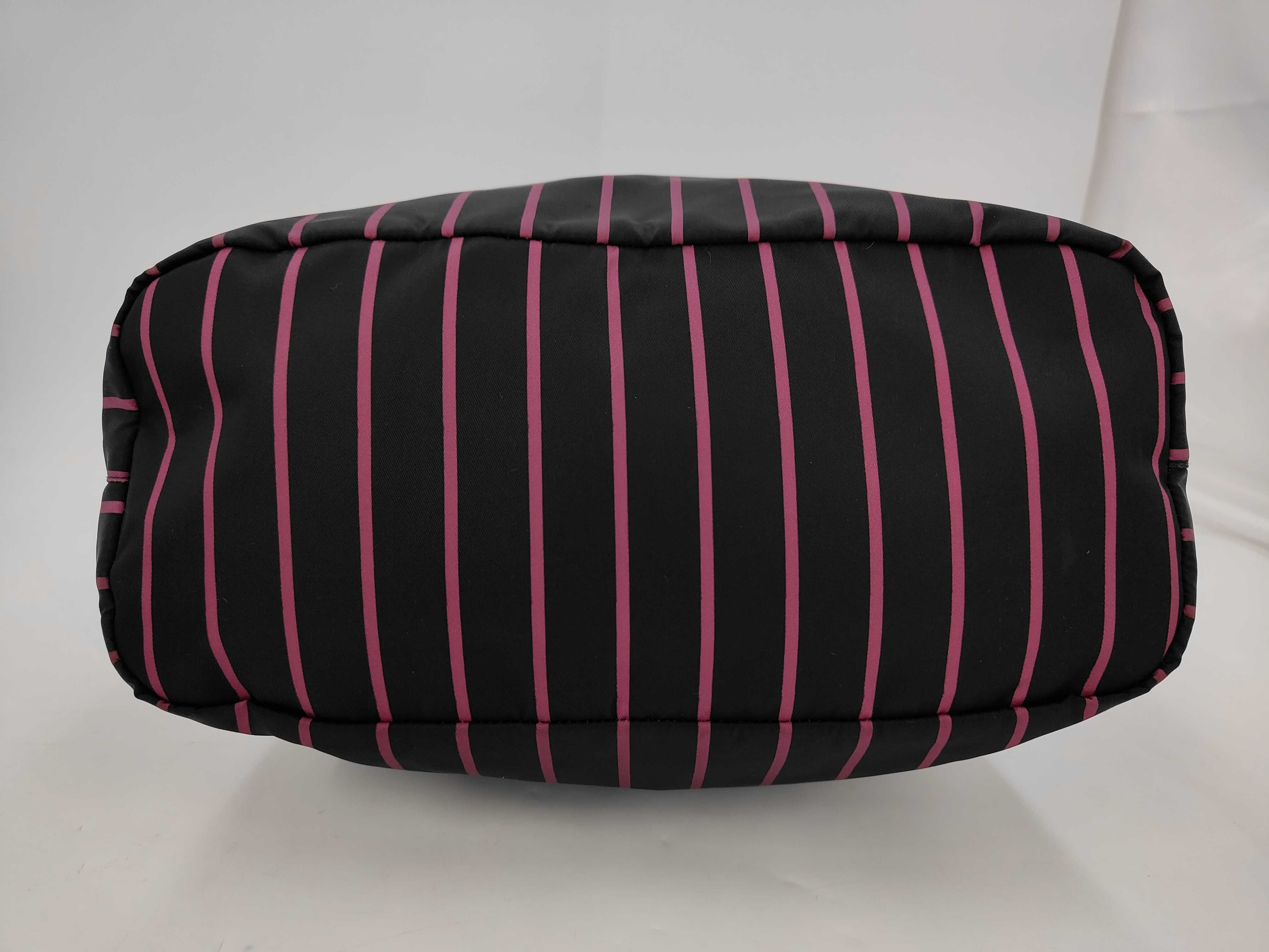 2-Way Tote Bag, Nylon x Saffiano Leather x Silver-Tone Hardware, Black x Purple Stripe Shoulder Bag — view 3