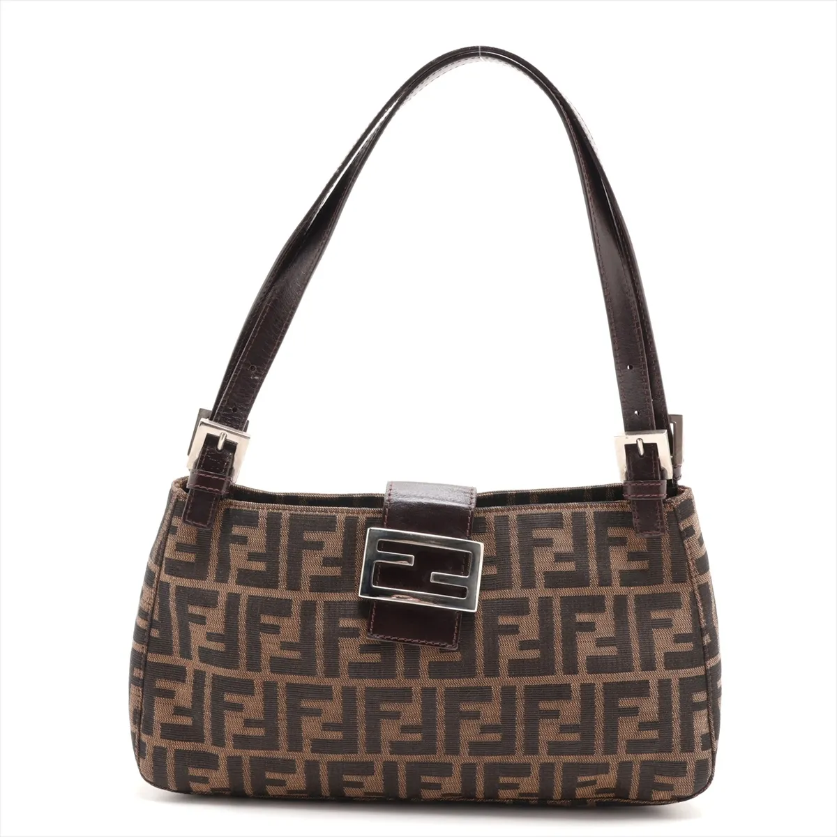 Zucca Canvas x Leather Shoulder Bag, Brown