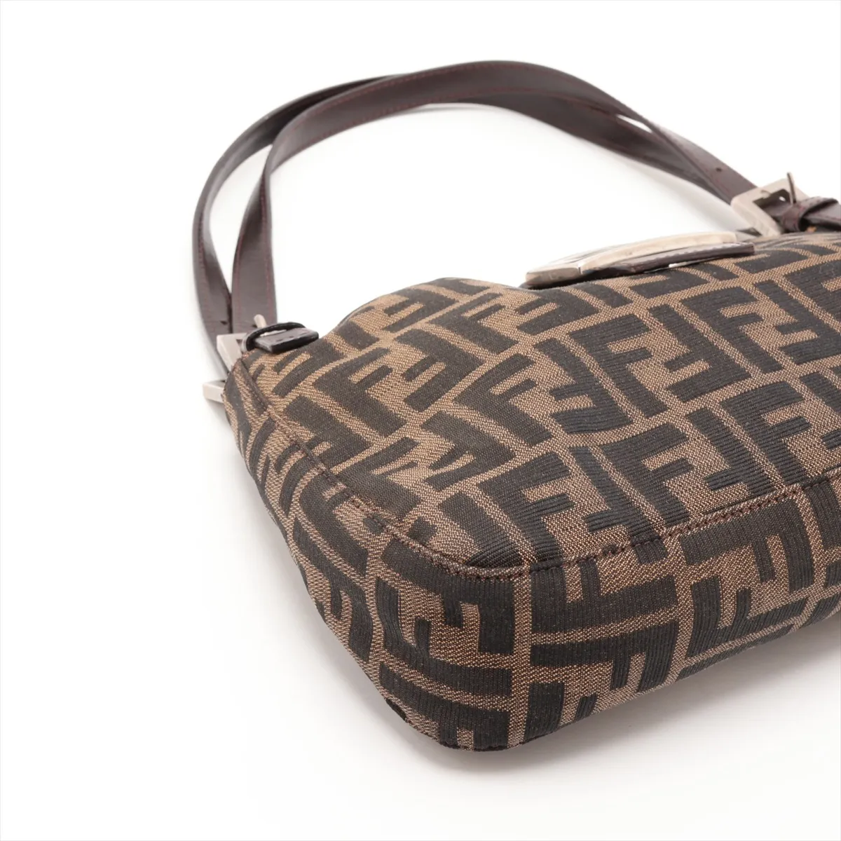 Zucca Canvas x Leather Shoulder Bag, Brown — view 4