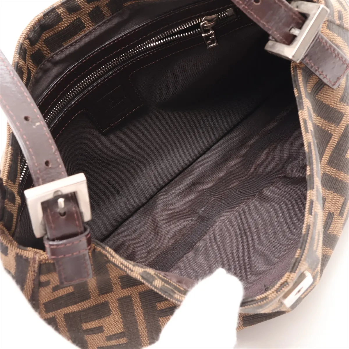 Zucca Canvas x Leather Shoulder Bag, Brown — view 7