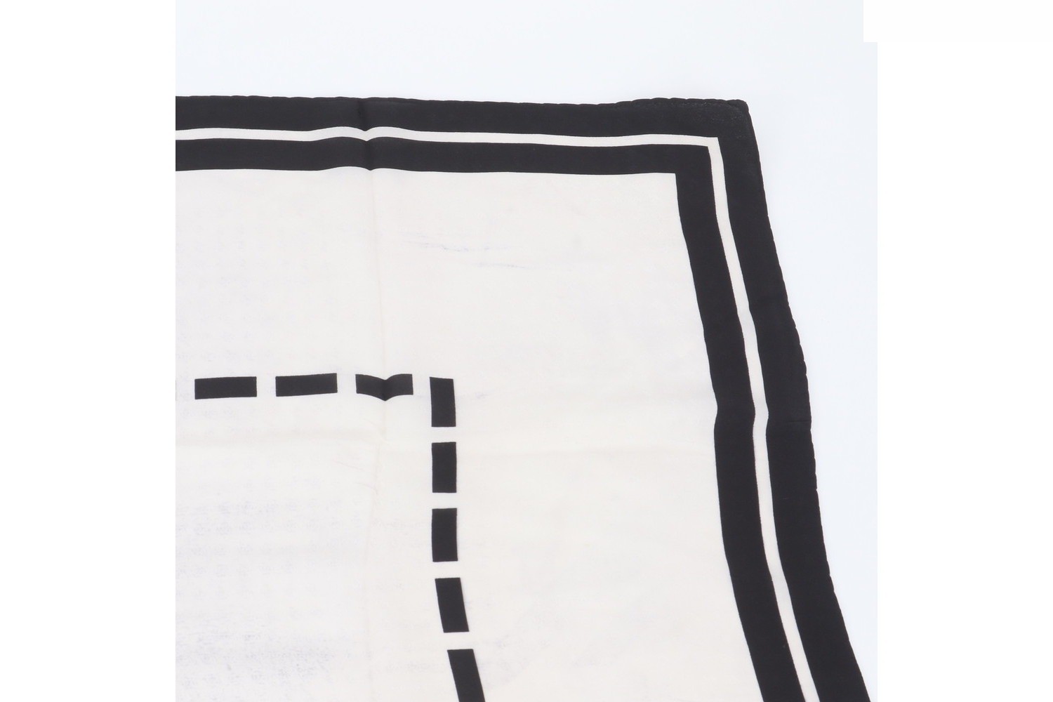 Tag attached 100% Silk Ribbon Coco Mark Scarf Black White — view 3