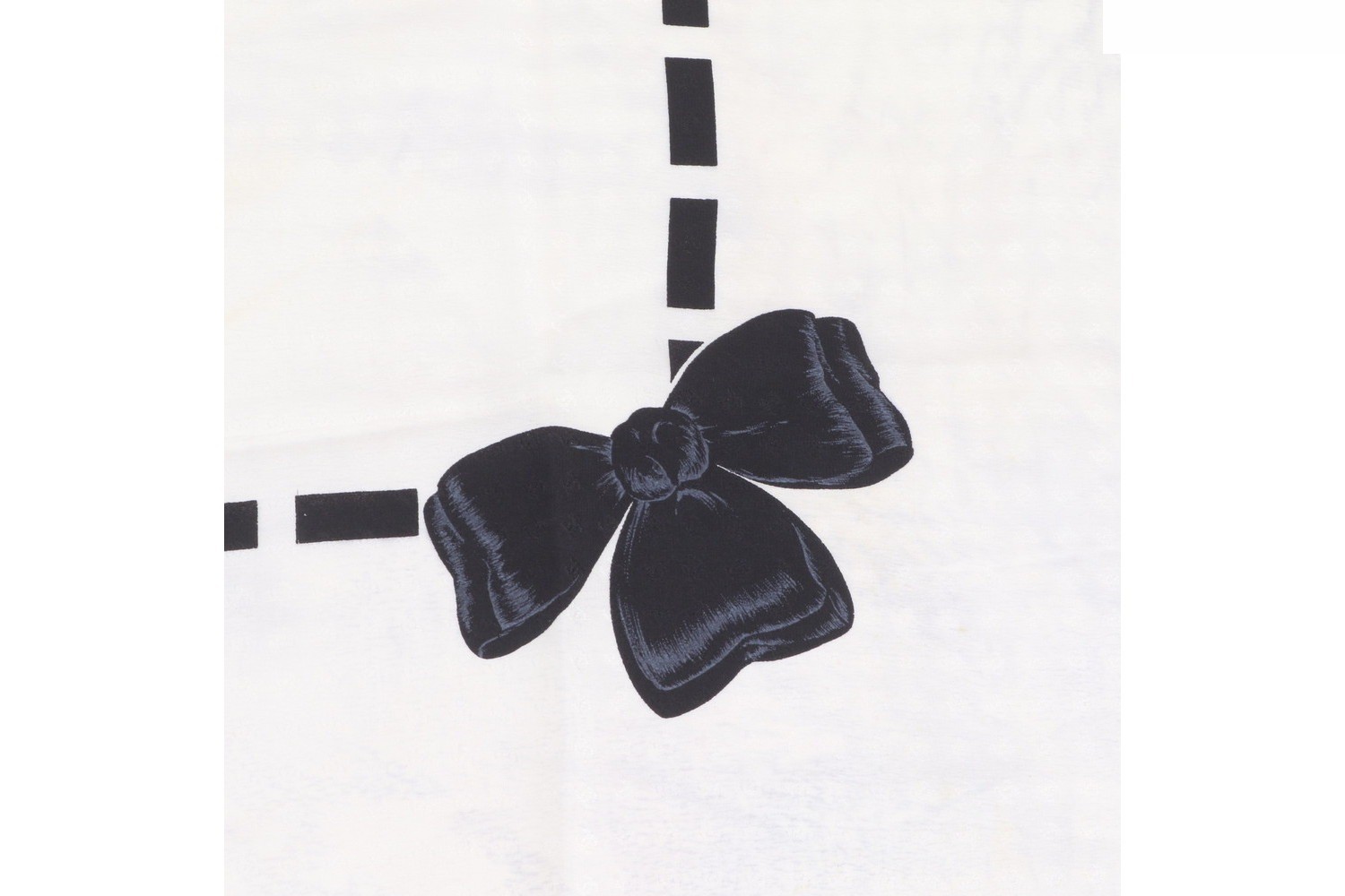 Tag attached 100% Silk Ribbon Coco Mark Scarf Black White — view 6