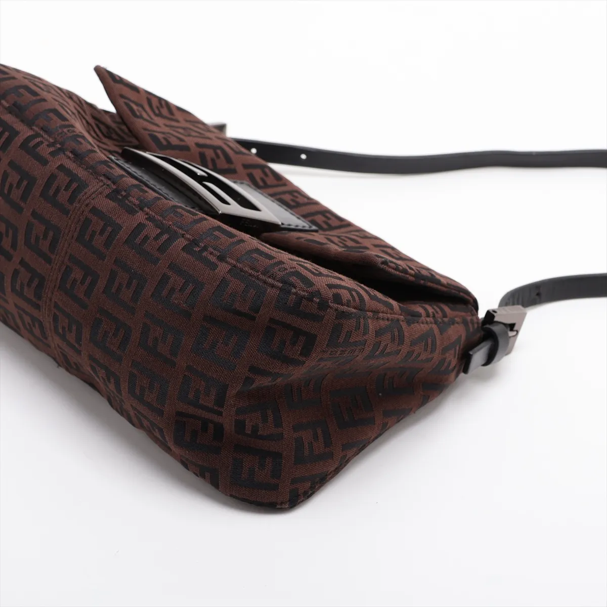 Zucchino Mamma Bucket Canvas x Leather Shoulder Bag, Brown — view 3