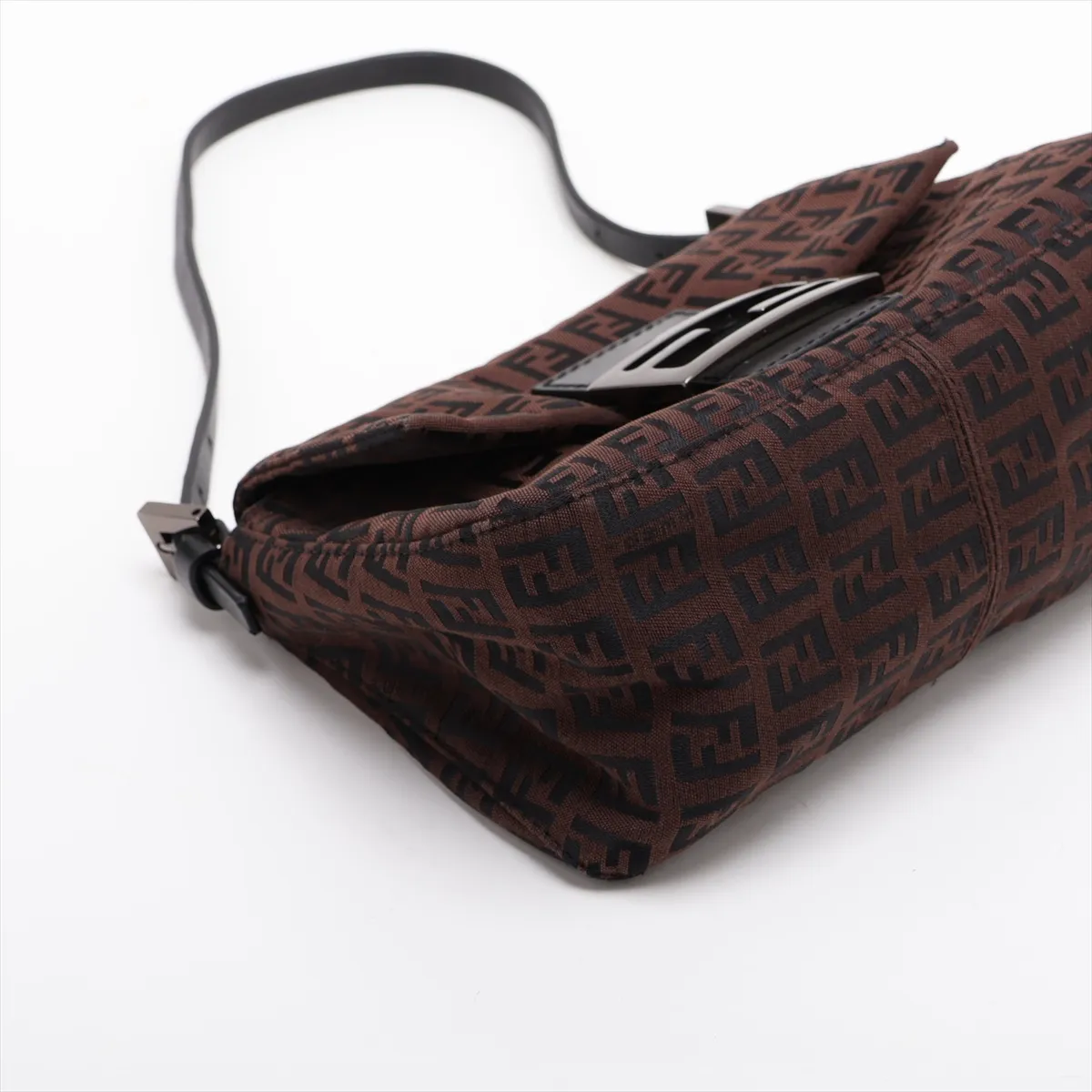 Zucchino Mamma Bucket Canvas x Leather Shoulder Bag, Brown — view 4