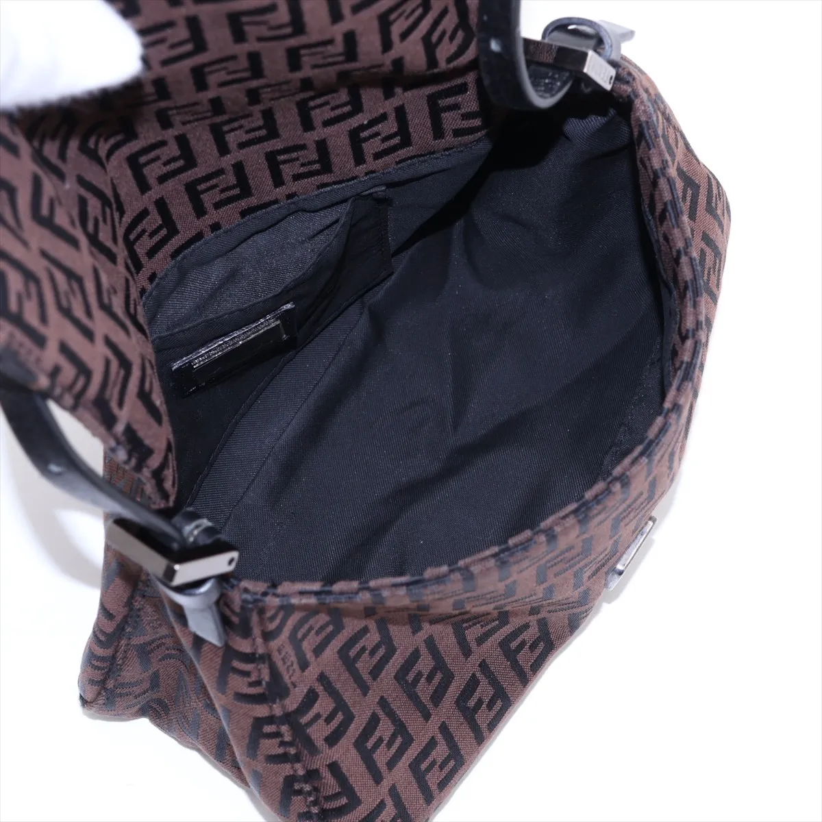 Zucchino Mamma Bucket Canvas x Leather Shoulder Bag, Brown — view 7