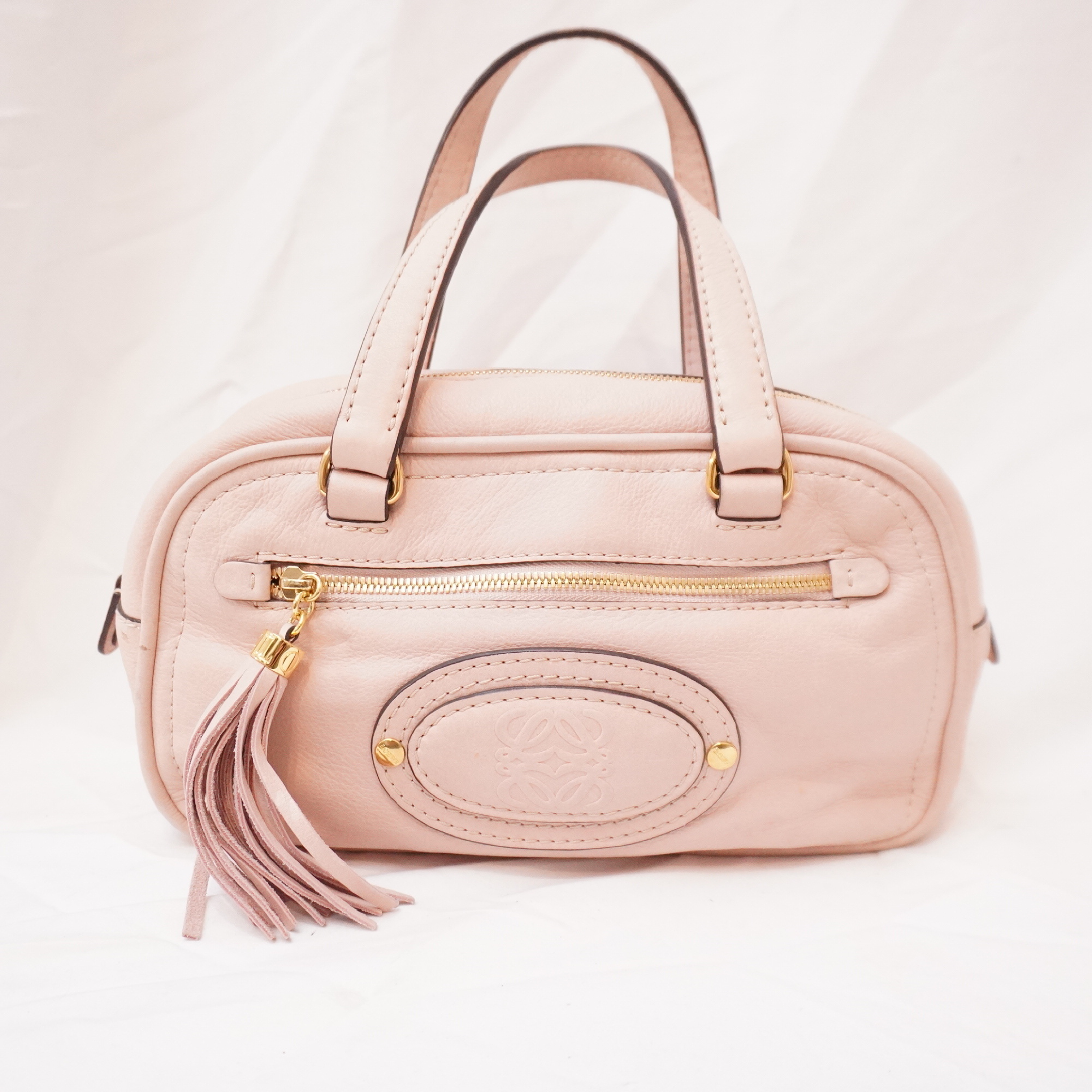 Anagram Embossed Fringe Tassel Design Handbag