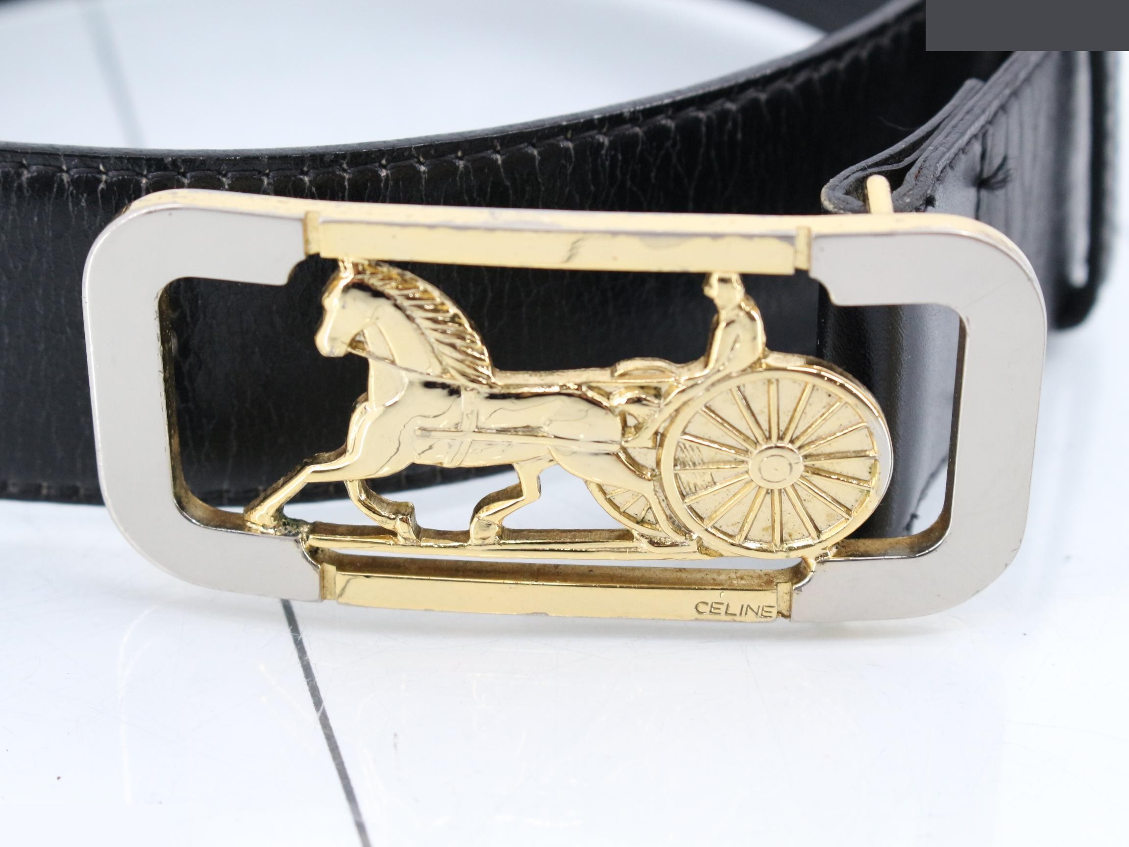 leather belt with carriage hardware. — view 3