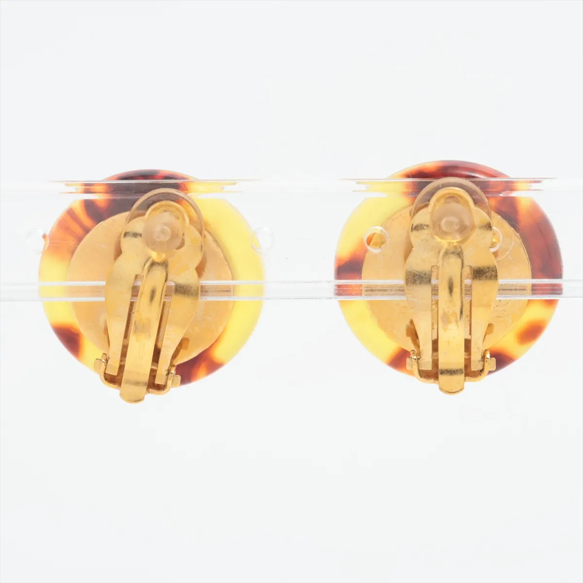 Mademoiselle 97P Earrings (Pair) GP x Resin Gold x Brown — view 2