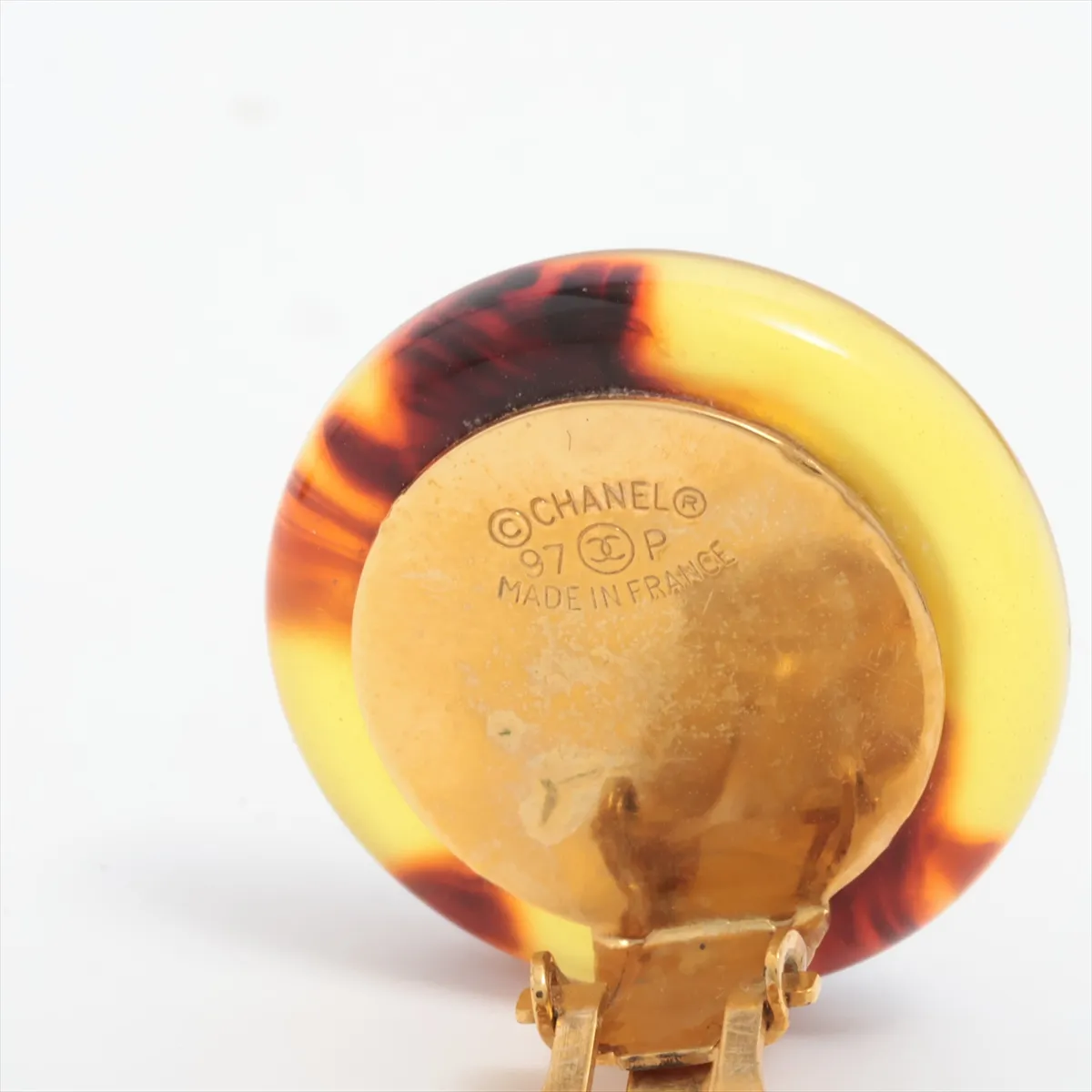 Mademoiselle 97P Earrings (Pair) GP x Resin Gold x Brown — view 5
