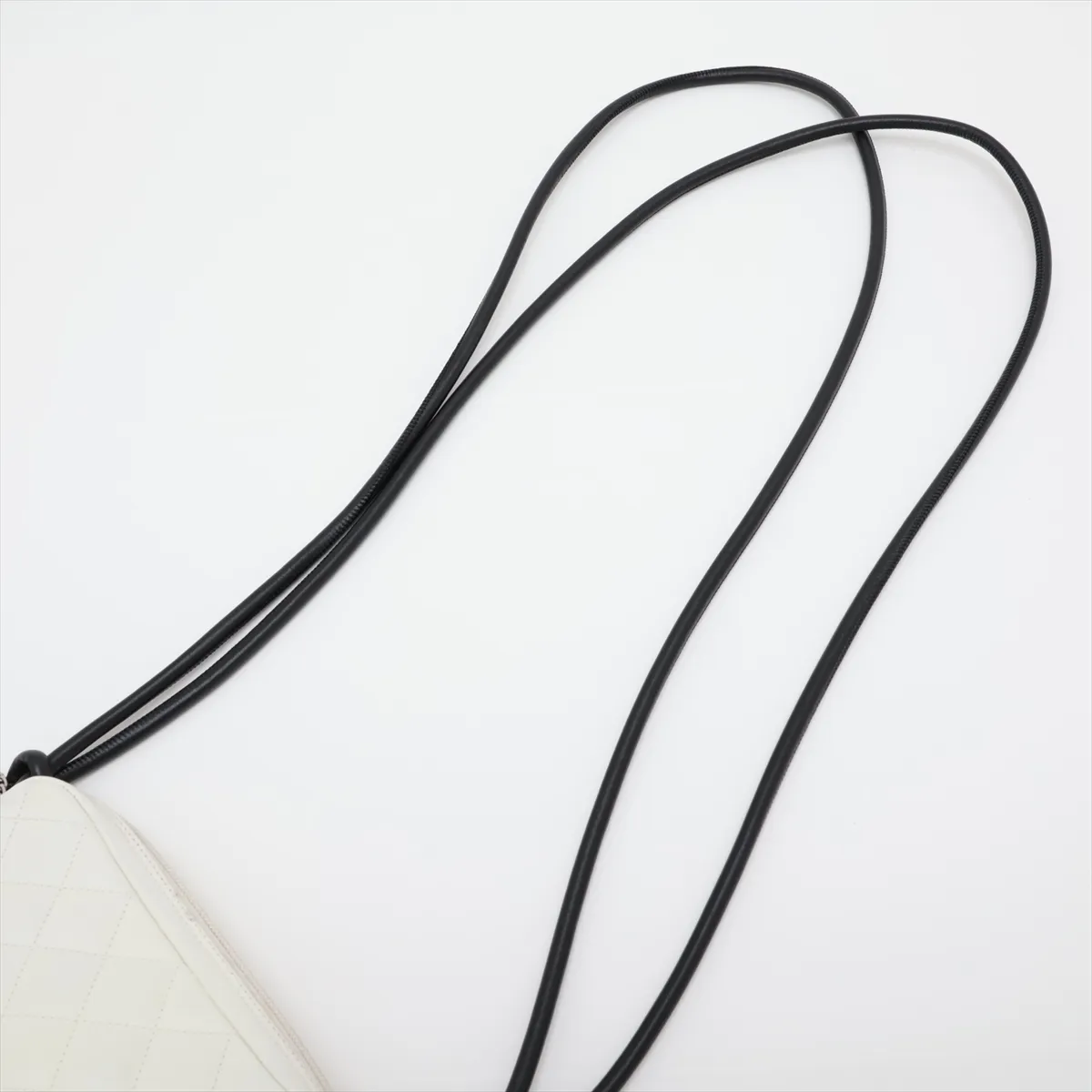 Cambon Line Leather Shoulder Bag, White x Black, Silver Hardware, 9799531, Series 9 — view 5