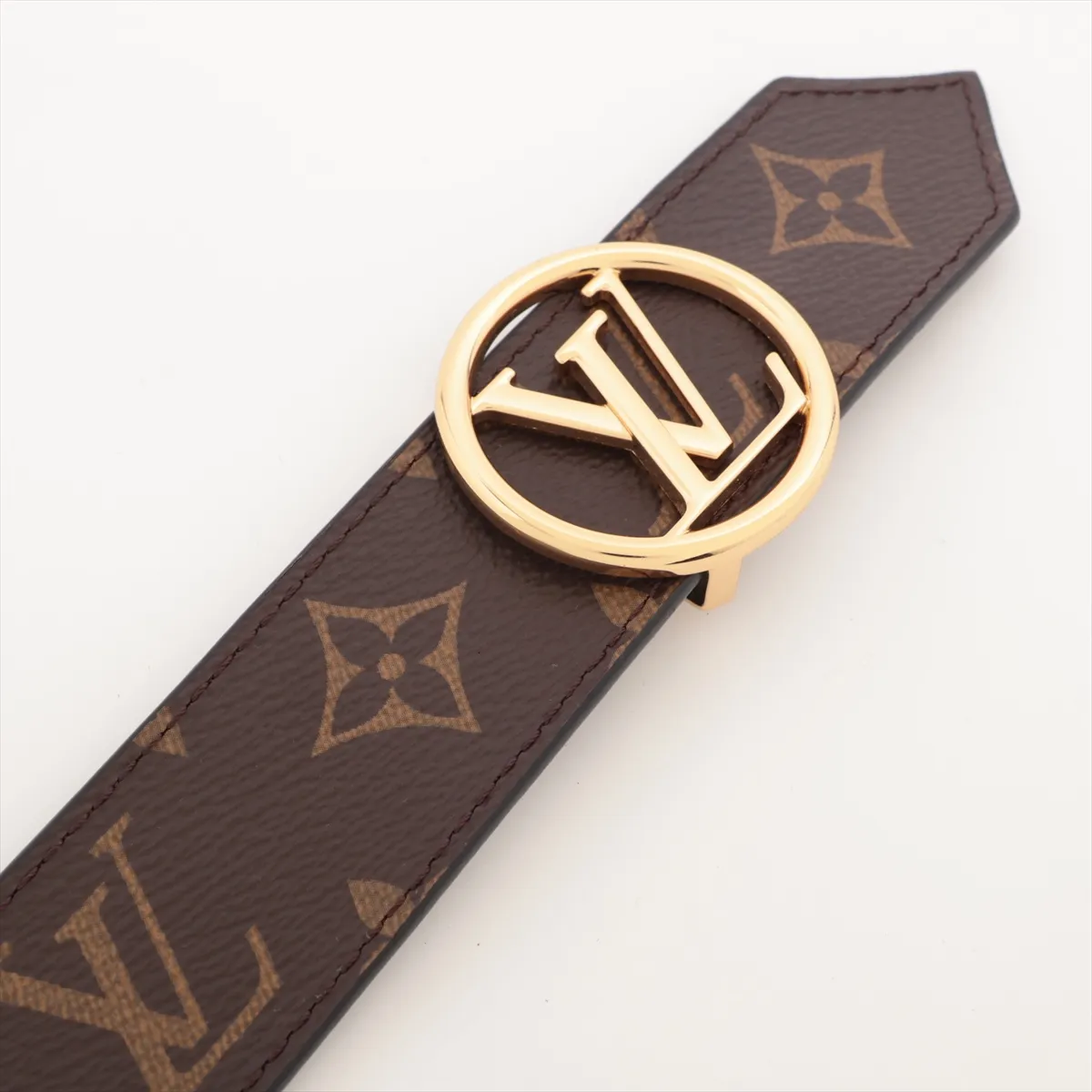 M0564 Ceinture LV Circle AC3202 Belt, size 75, PVC x Leather, Brown. Shows signs of wear including — view 2