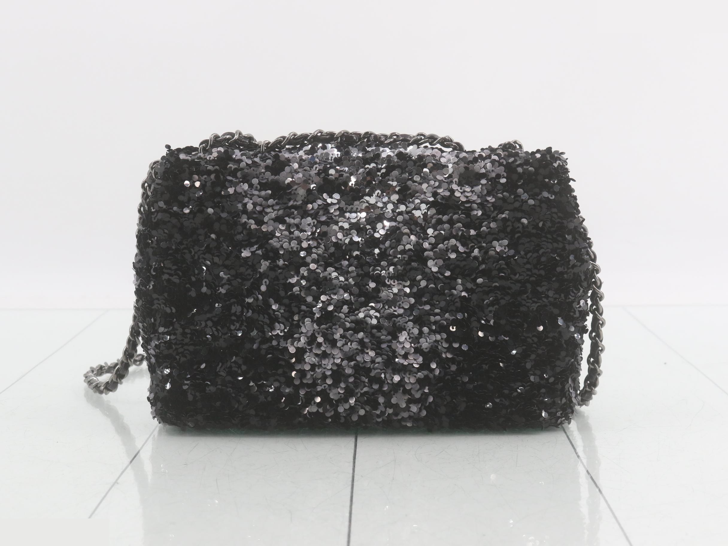 Sequined Mini Matelassé Shoulder Bag — view 2