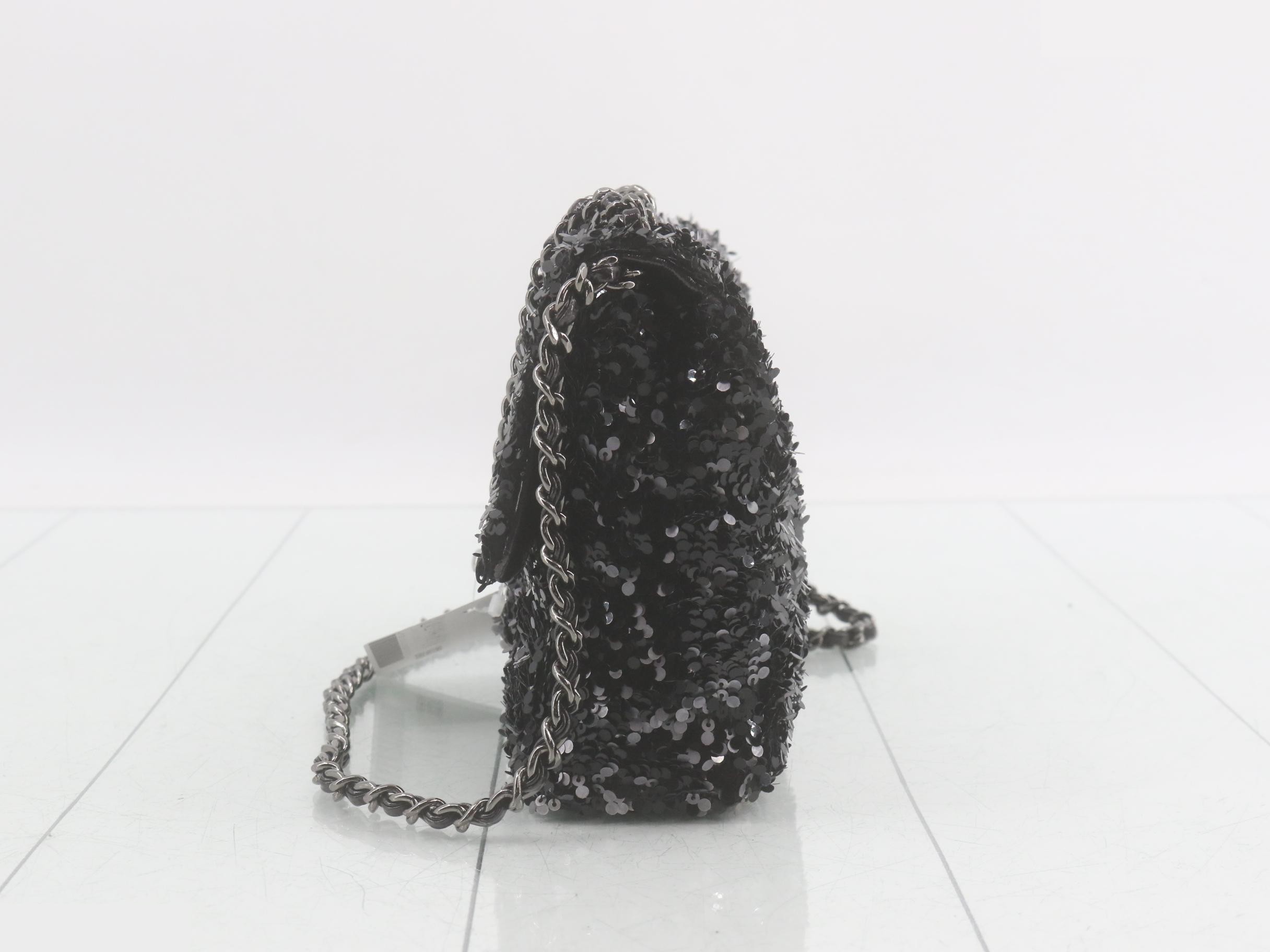 Sequined Mini Matelassé Shoulder Bag — view 3