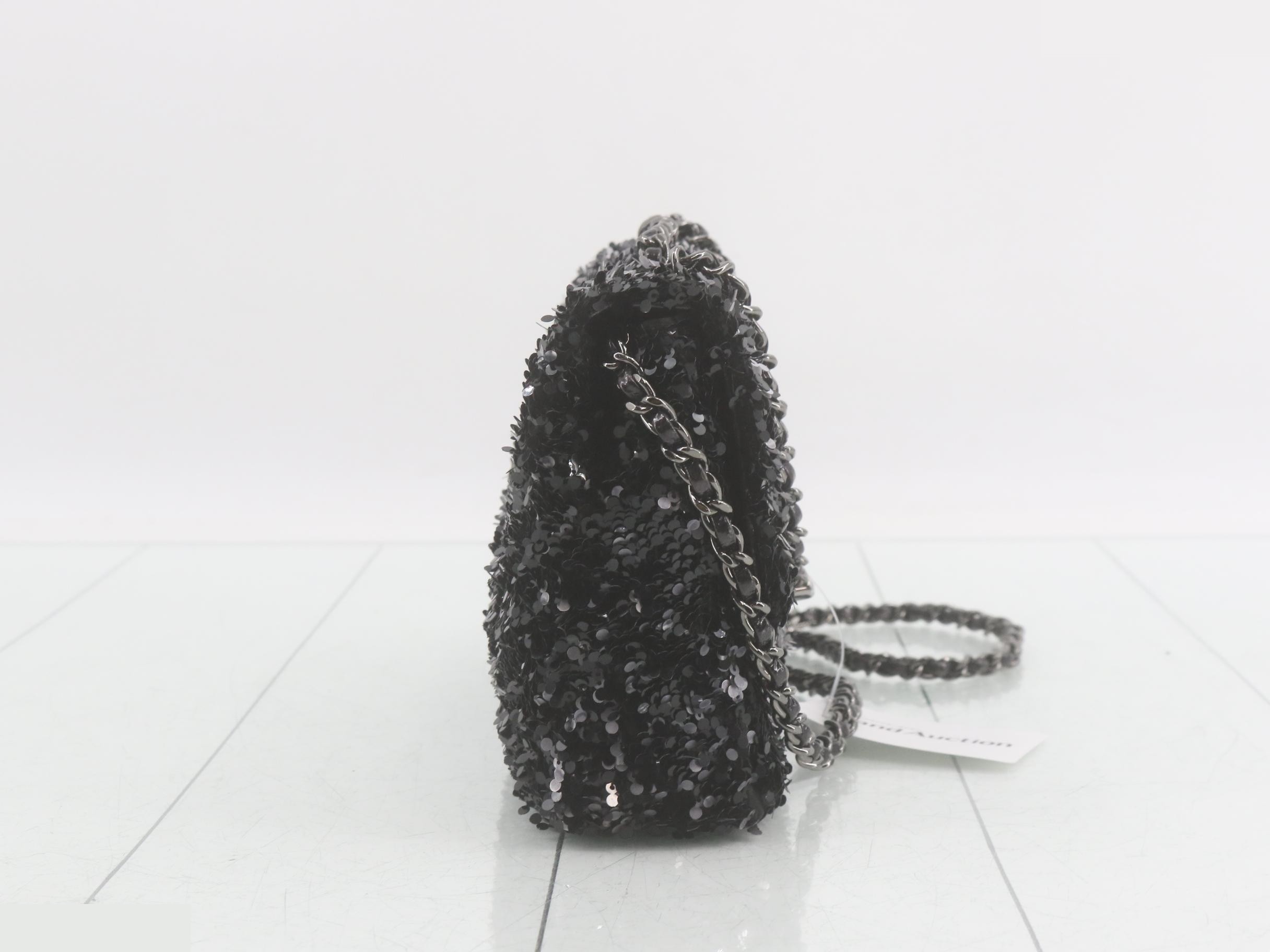 Sequined Mini Matelassé Shoulder Bag — view 4
