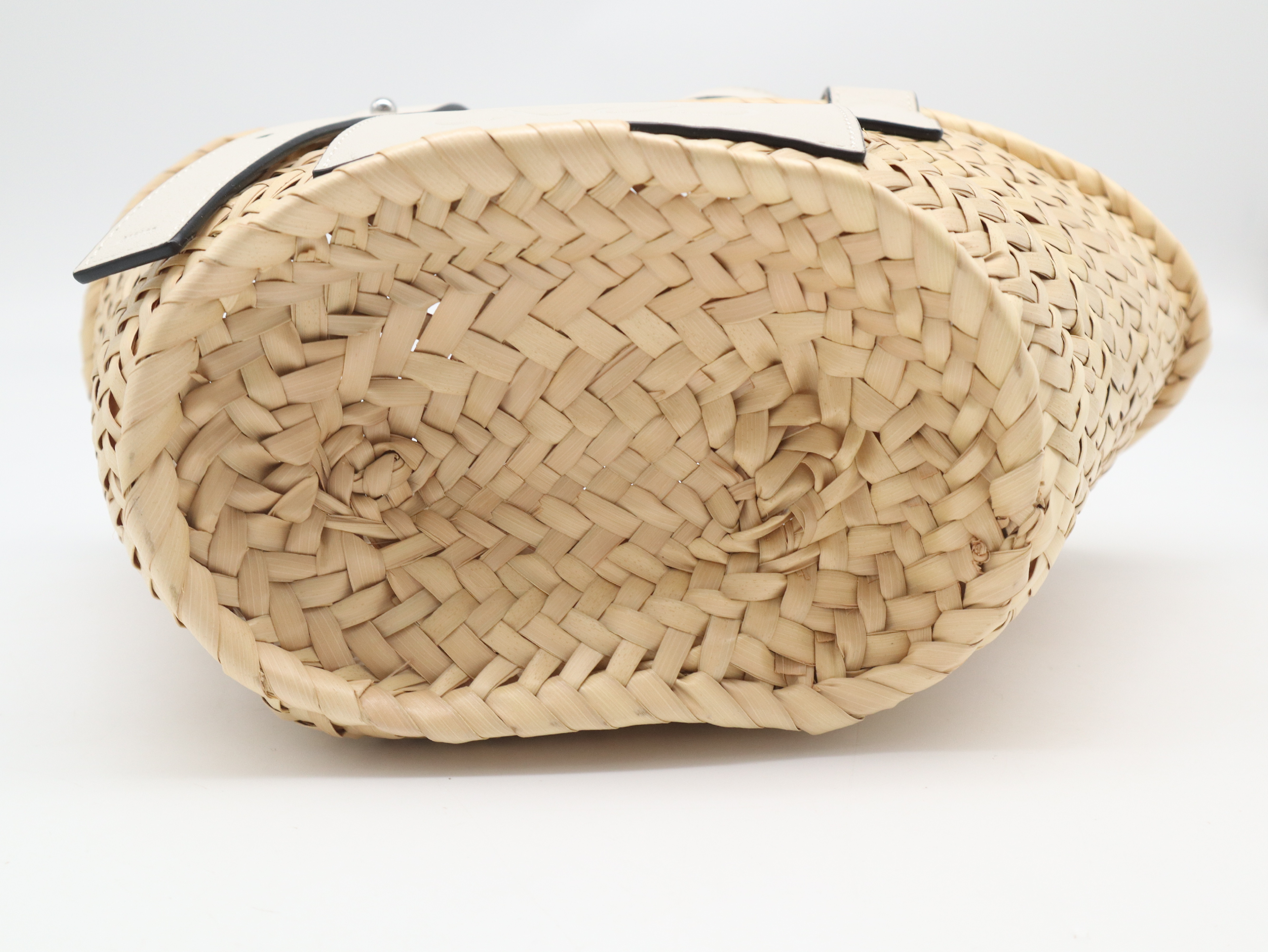Raffia x Leather Basket Bag, Small, Natural White, Tote Bag with Box and Dust Bag — view 5