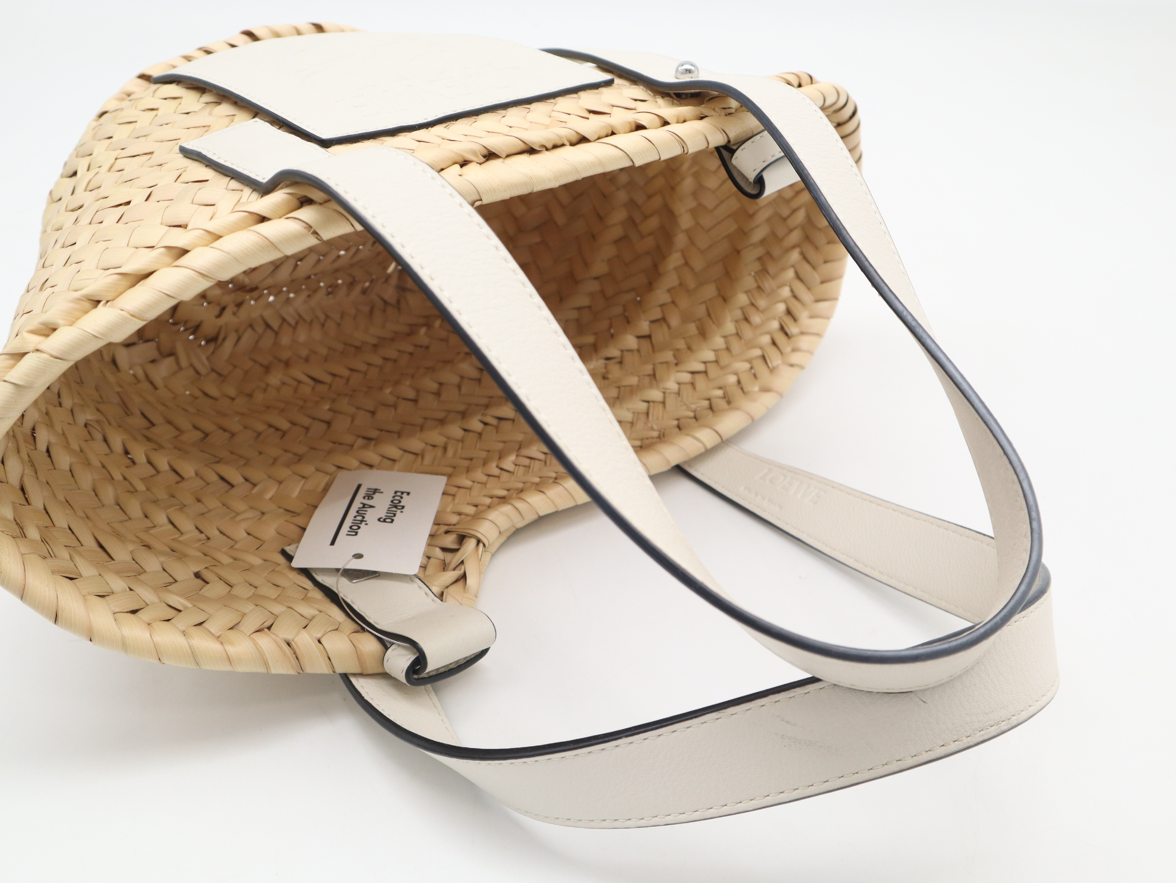 Raffia x Leather Basket Bag, Small, Natural White, Tote Bag with Box and Dust Bag — view 6