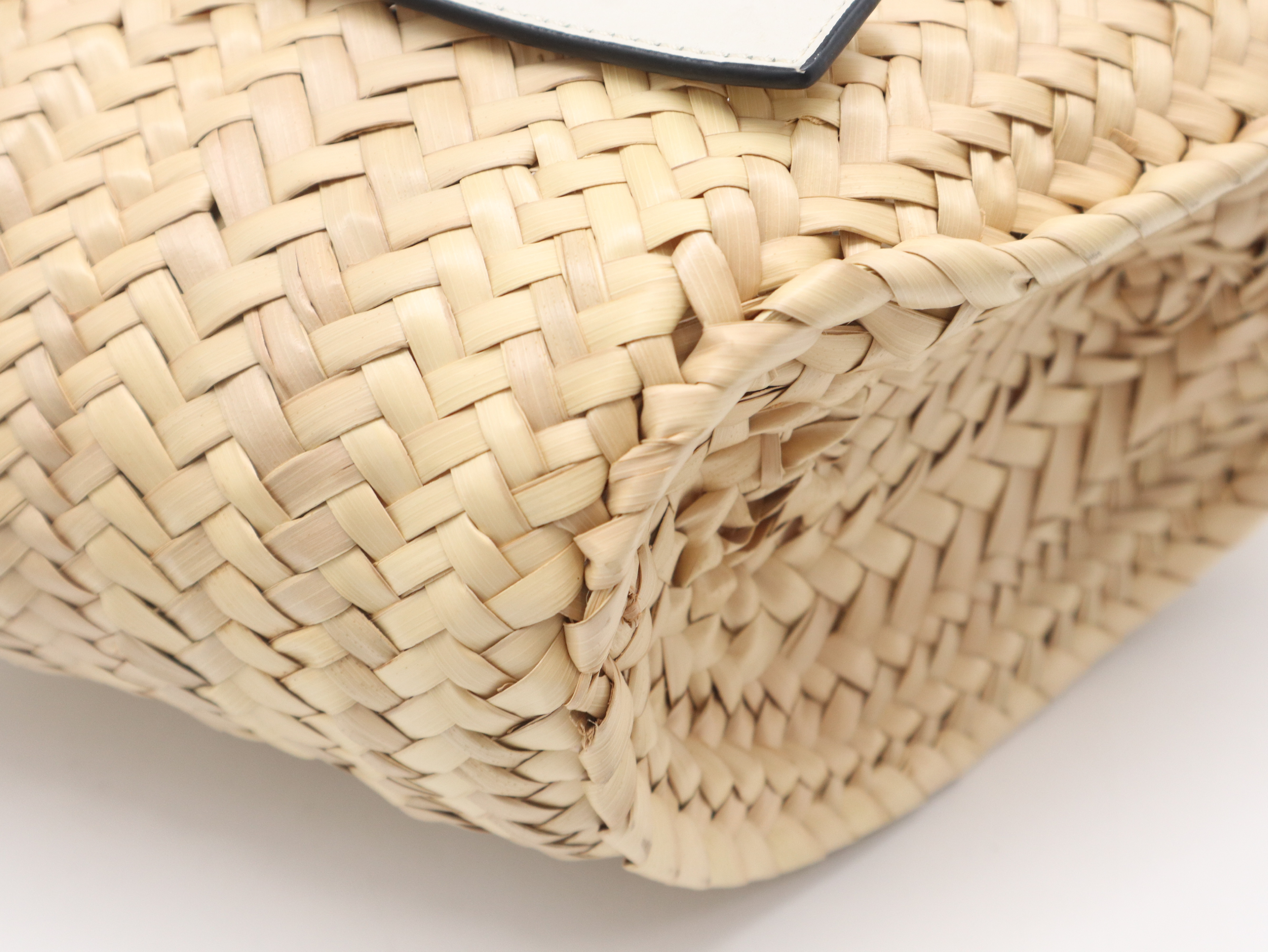 Raffia x Leather Basket Bag, Small, Natural White, Tote Bag with Box and Dust Bag — view 9