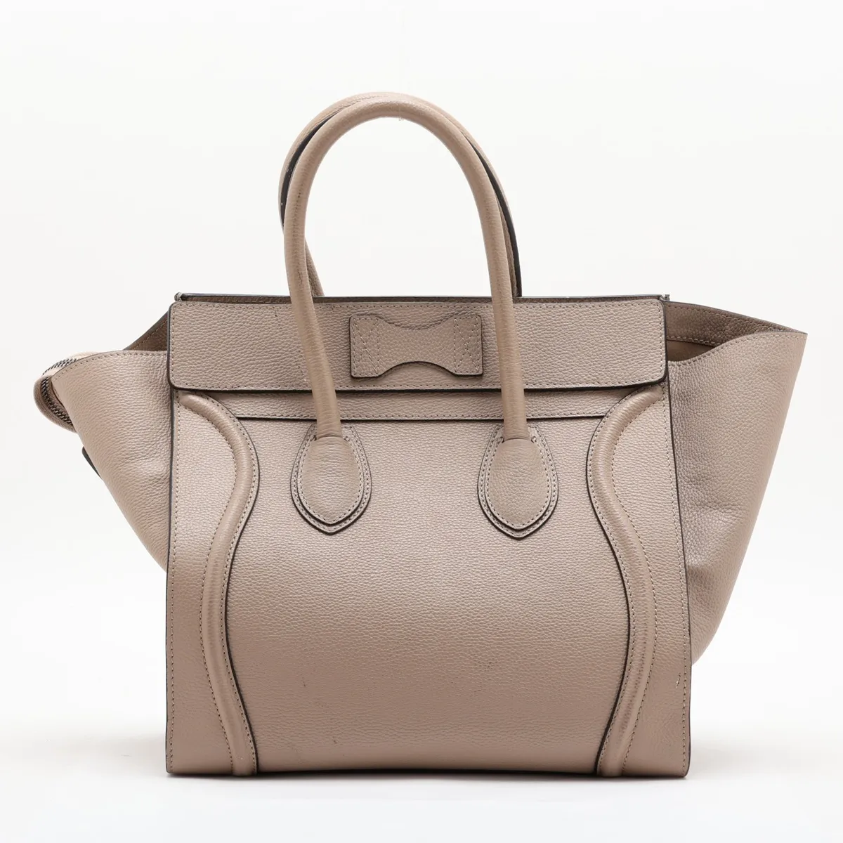Luggage Medium Shopper Leather Handbag, Beige — view 2
