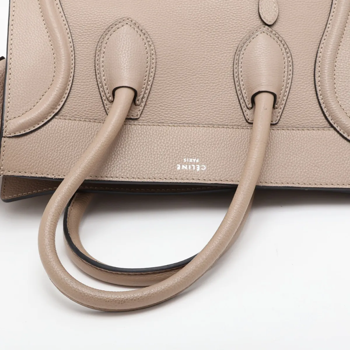 Luggage Medium Shopper Leather Handbag, Beige — view 5