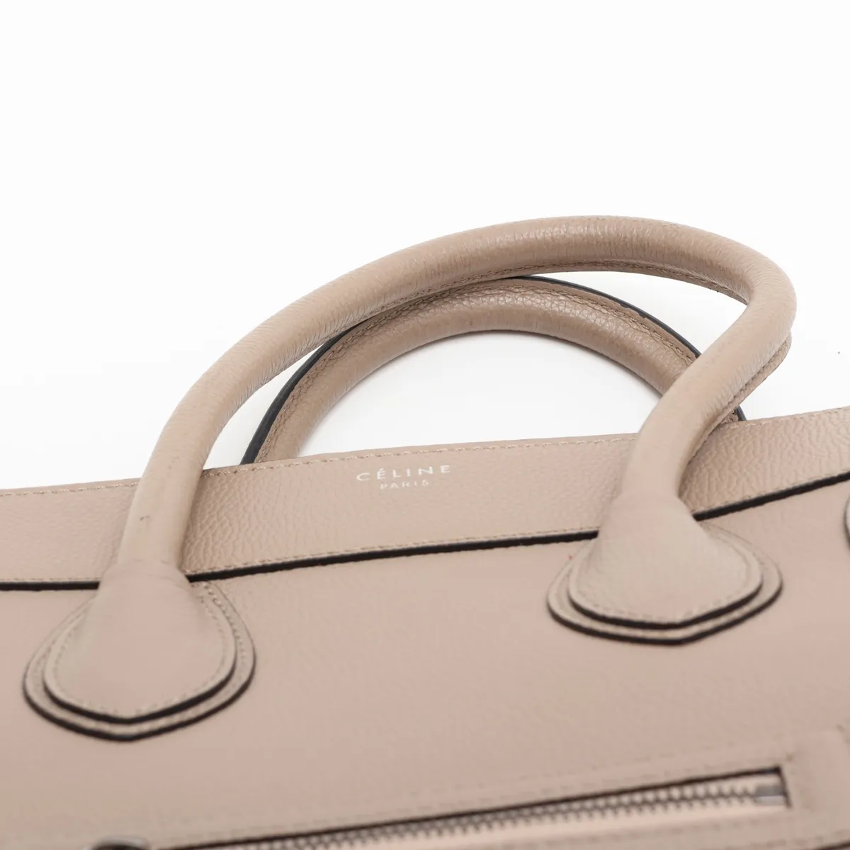 Luggage Medium Shopper Leather Handbag, Beige — view 6