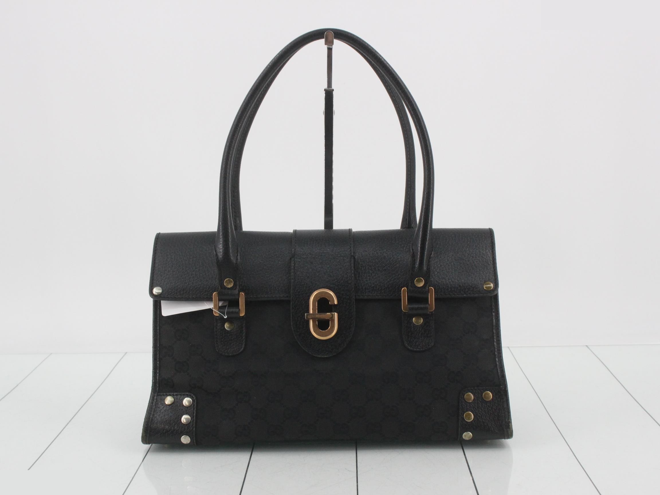 GG Canvas G-Lock Studded Leather Handbag