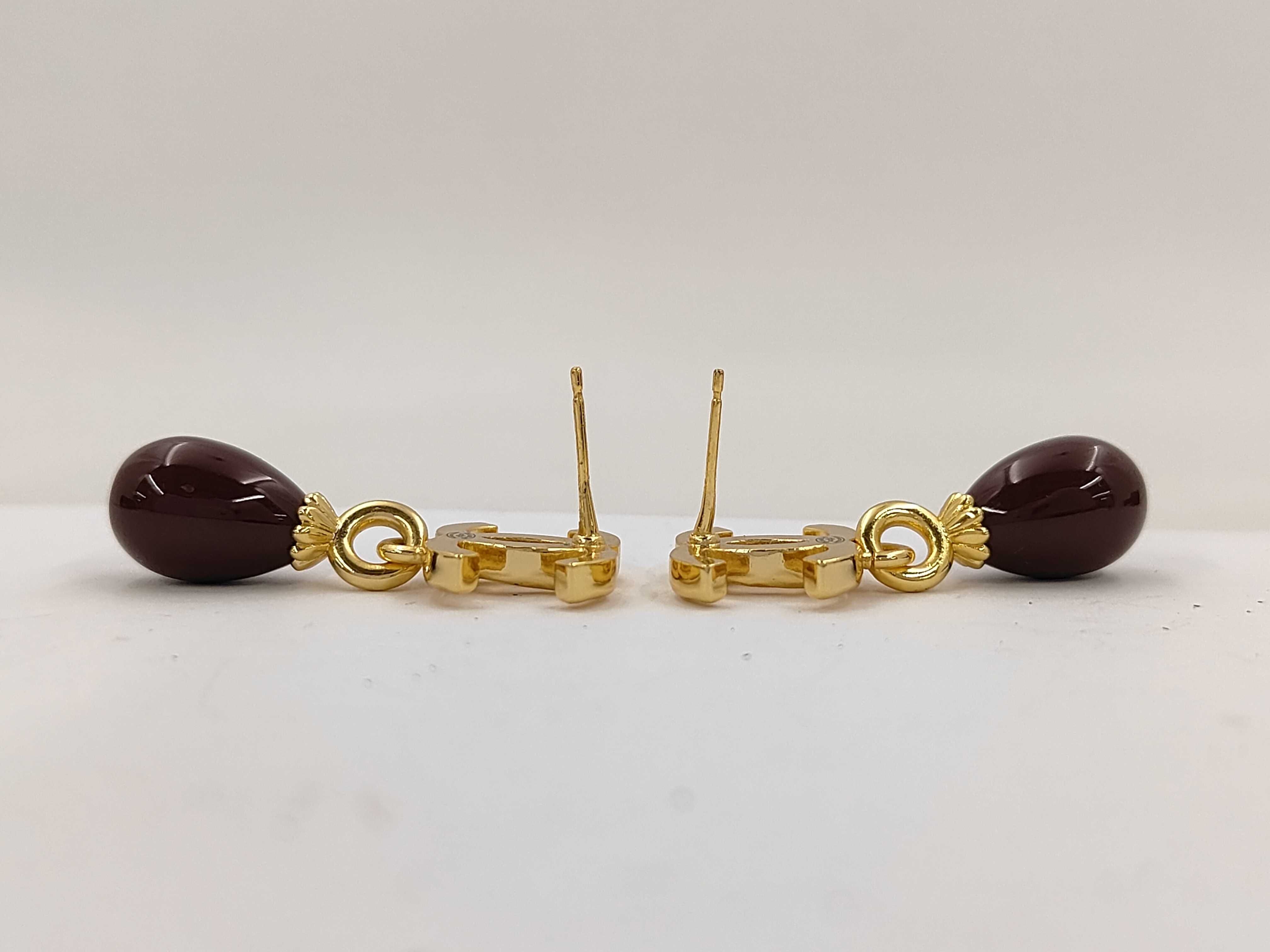earrings, Coco Mark design, purple and gold. — view 3