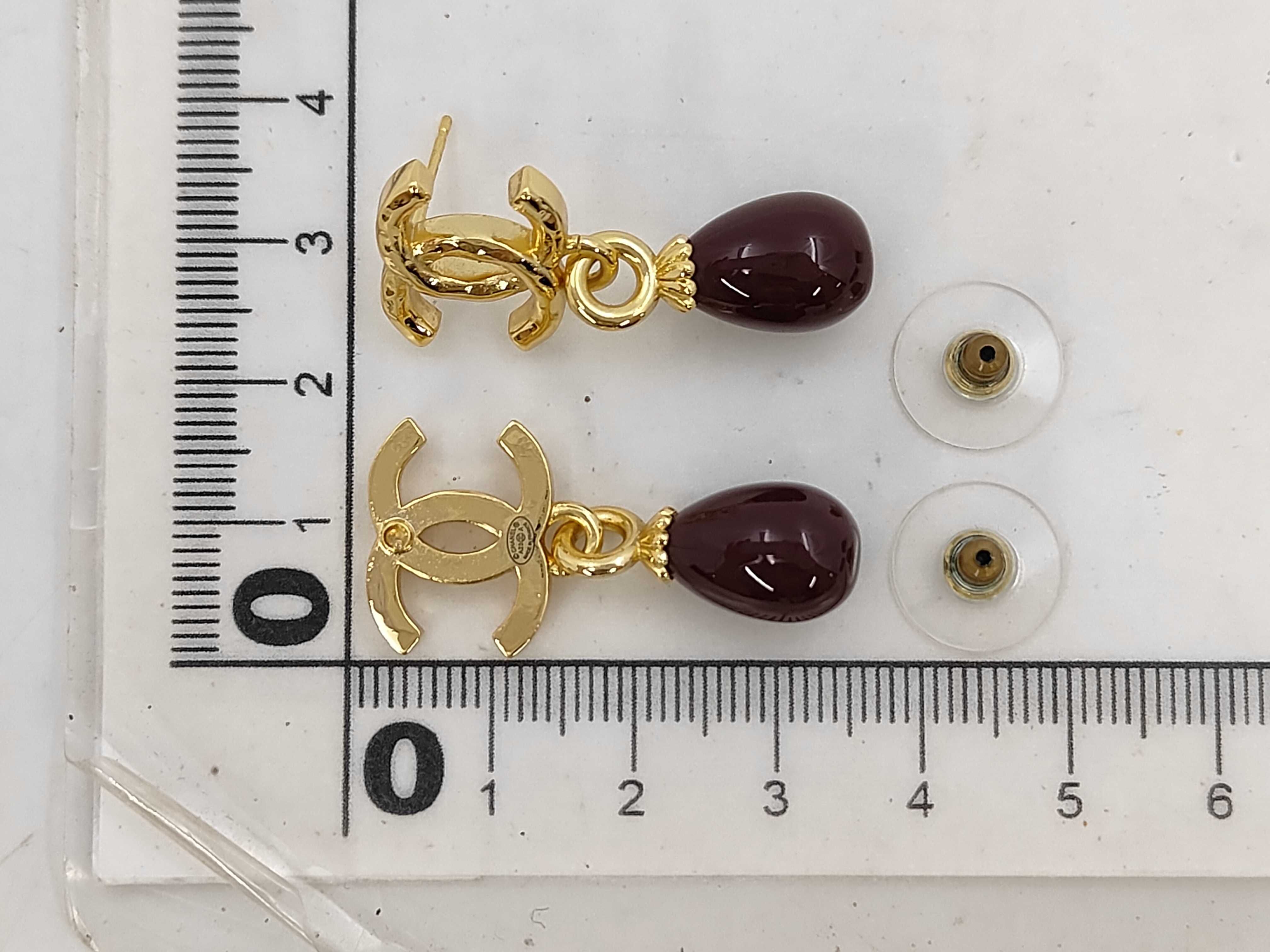 earrings, Coco Mark design, purple and gold. — view 7