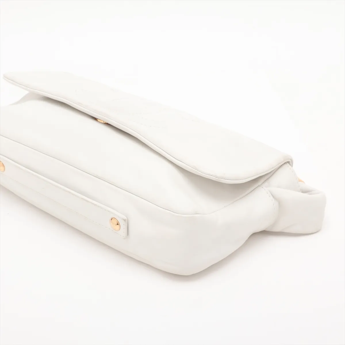 Coco Mark Lambskin Chain Shoulder Bag, White with Gold Hardware — view 3