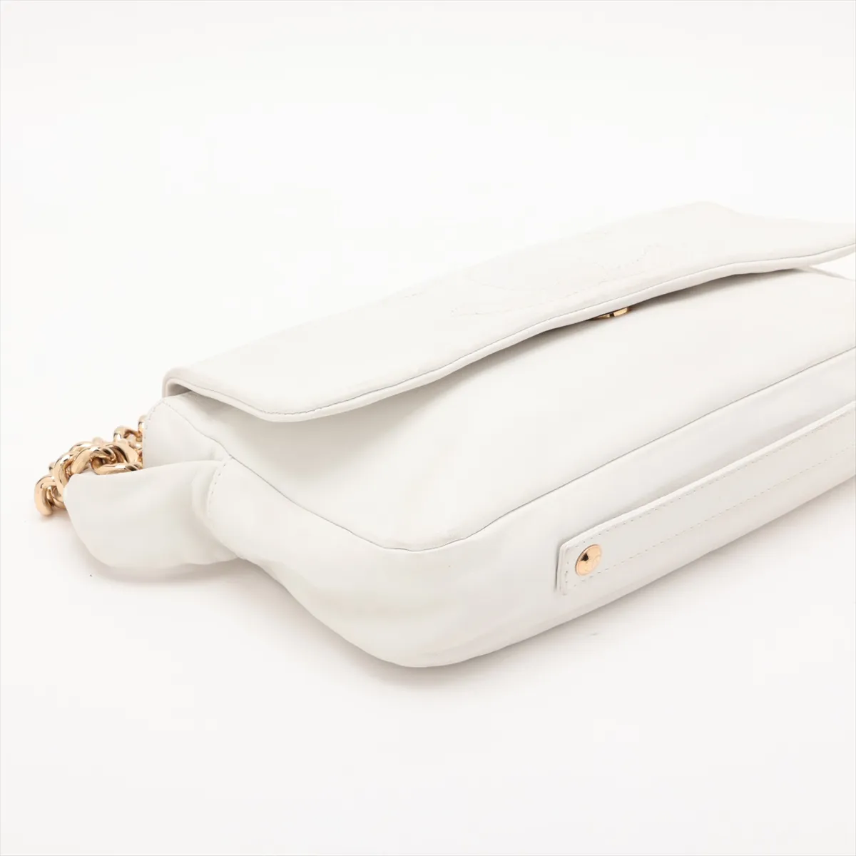 Coco Mark Lambskin Chain Shoulder Bag, White with Gold Hardware — view 4