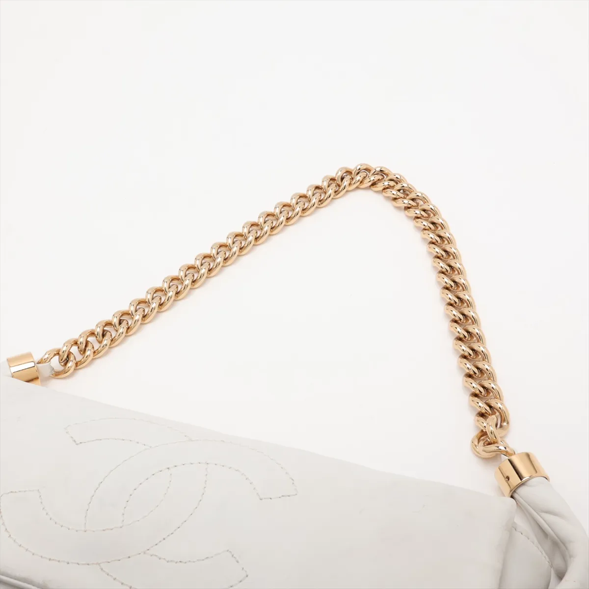 Coco Mark Lambskin Chain Shoulder Bag, White with Gold Hardware — view 5