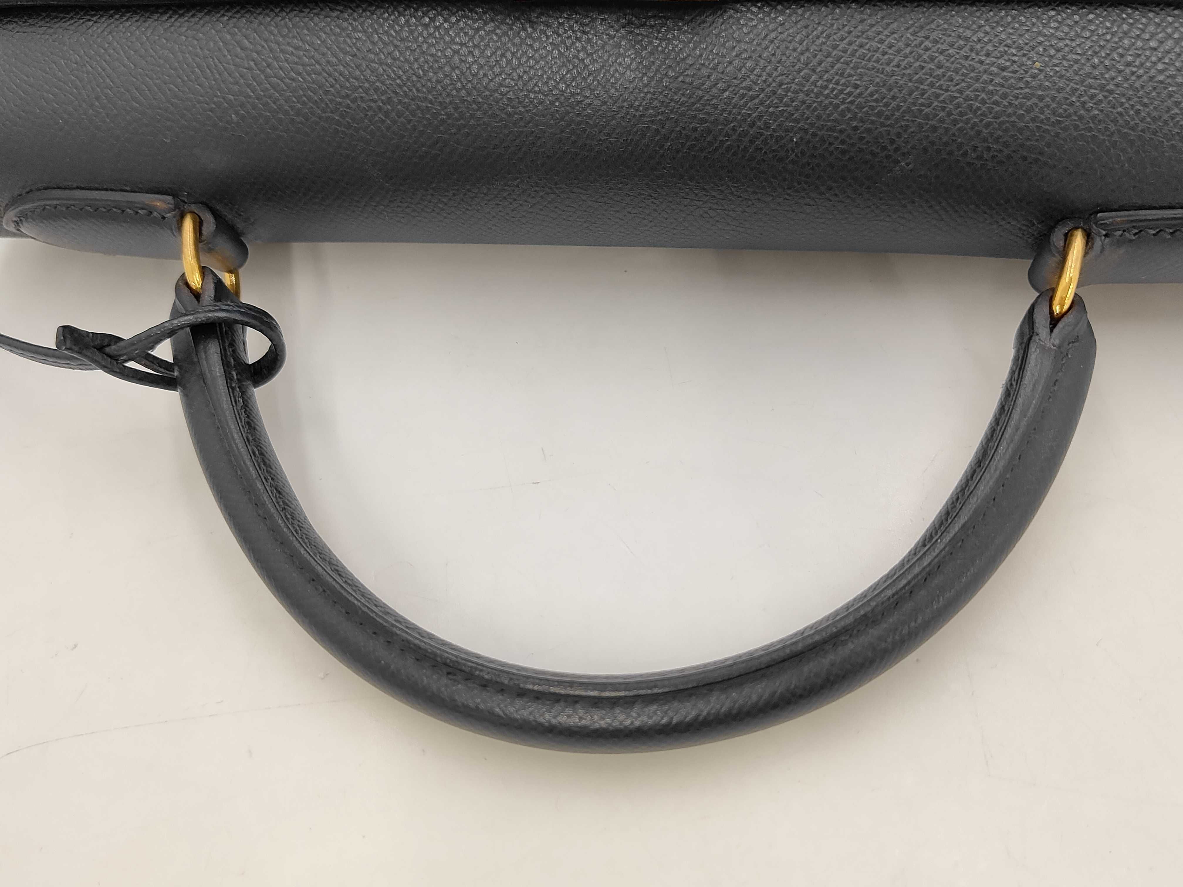 Kelly 32, navy blue, Courchevel leather, gold hardware, A stamp, handbag — view 5