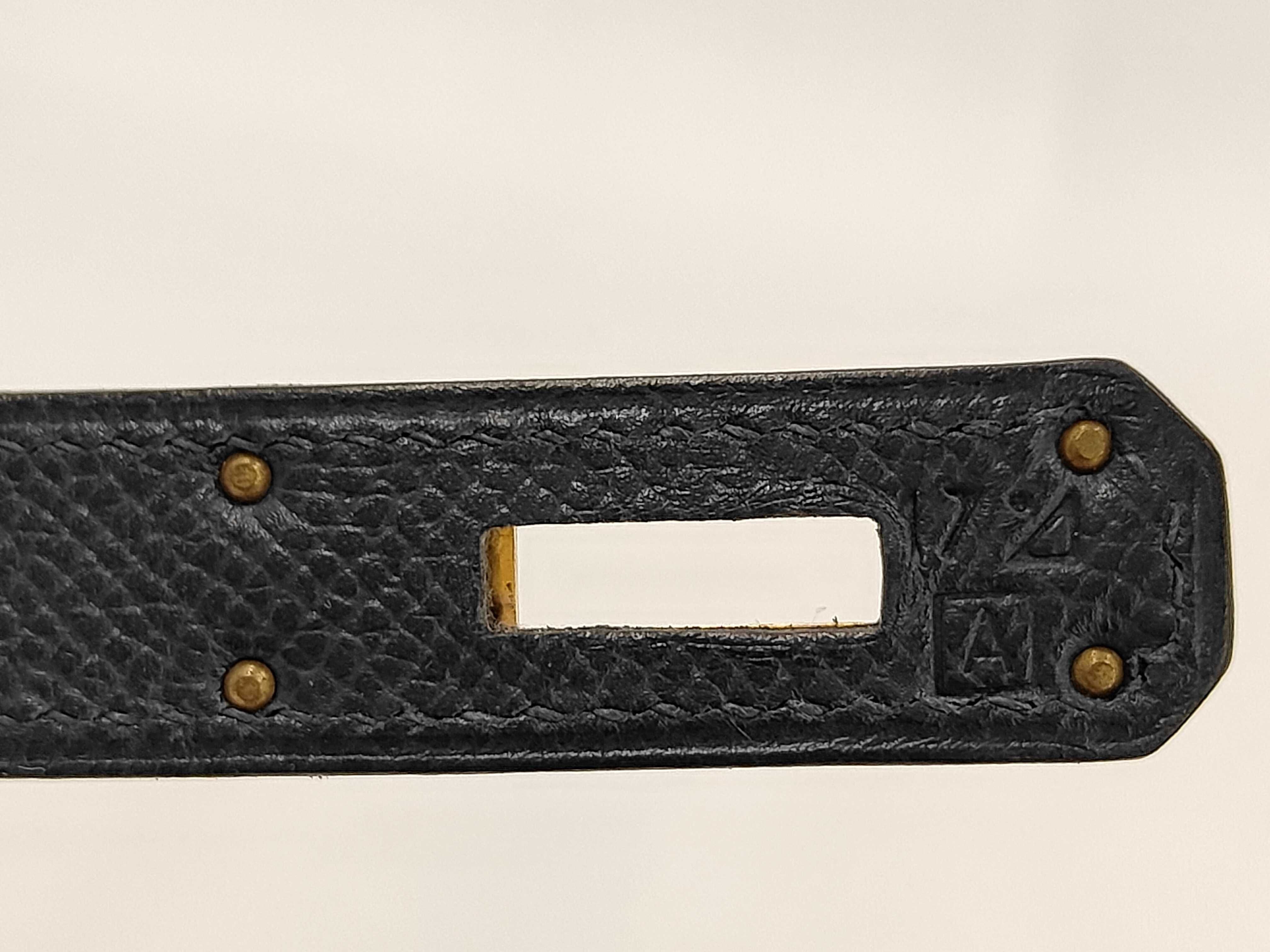 Kelly 32, navy blue, Courchevel leather, gold hardware, A stamp, handbag — view 10
