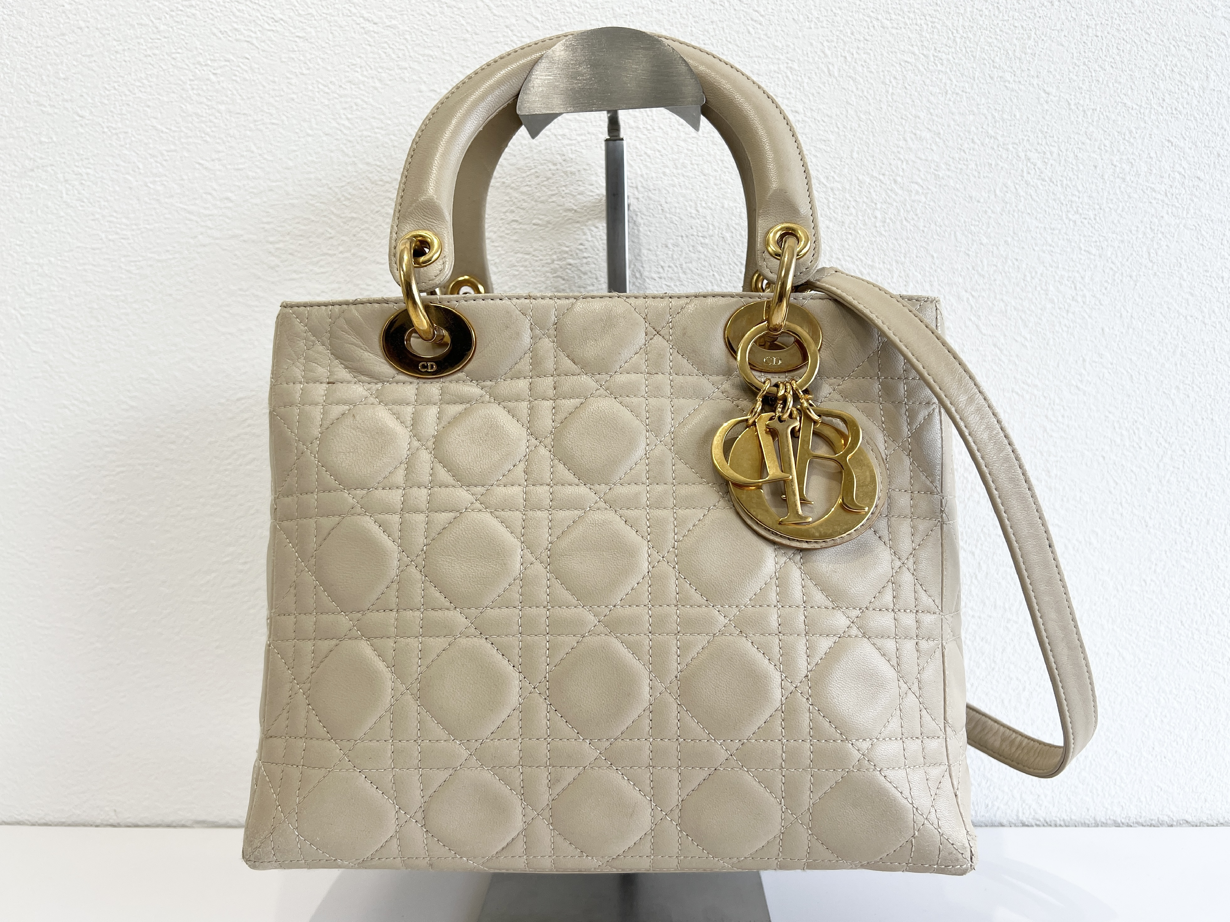 Lady Dior Cannage Leather Lambskin 2way Handbag Shoulder Bag