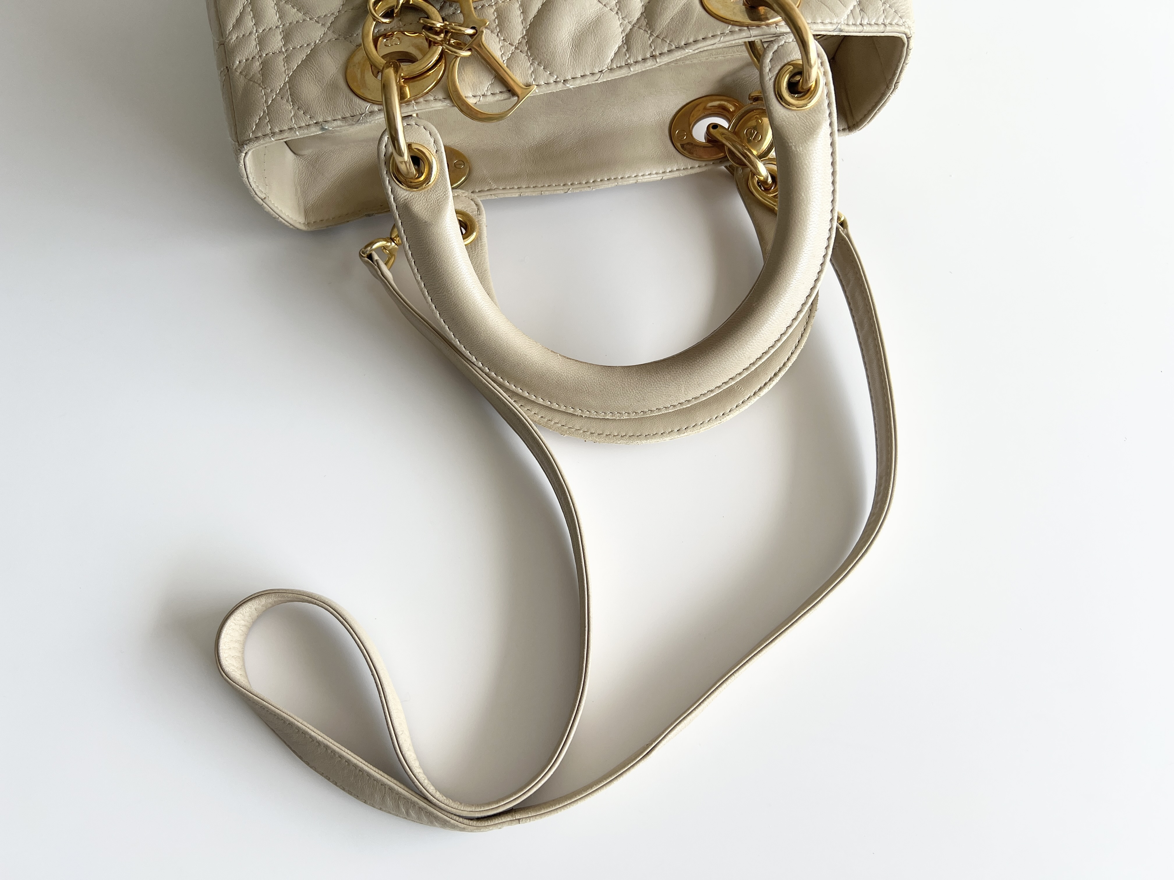 Lady Dior Cannage Leather Lambskin 2way Handbag Shoulder Bag — view 3