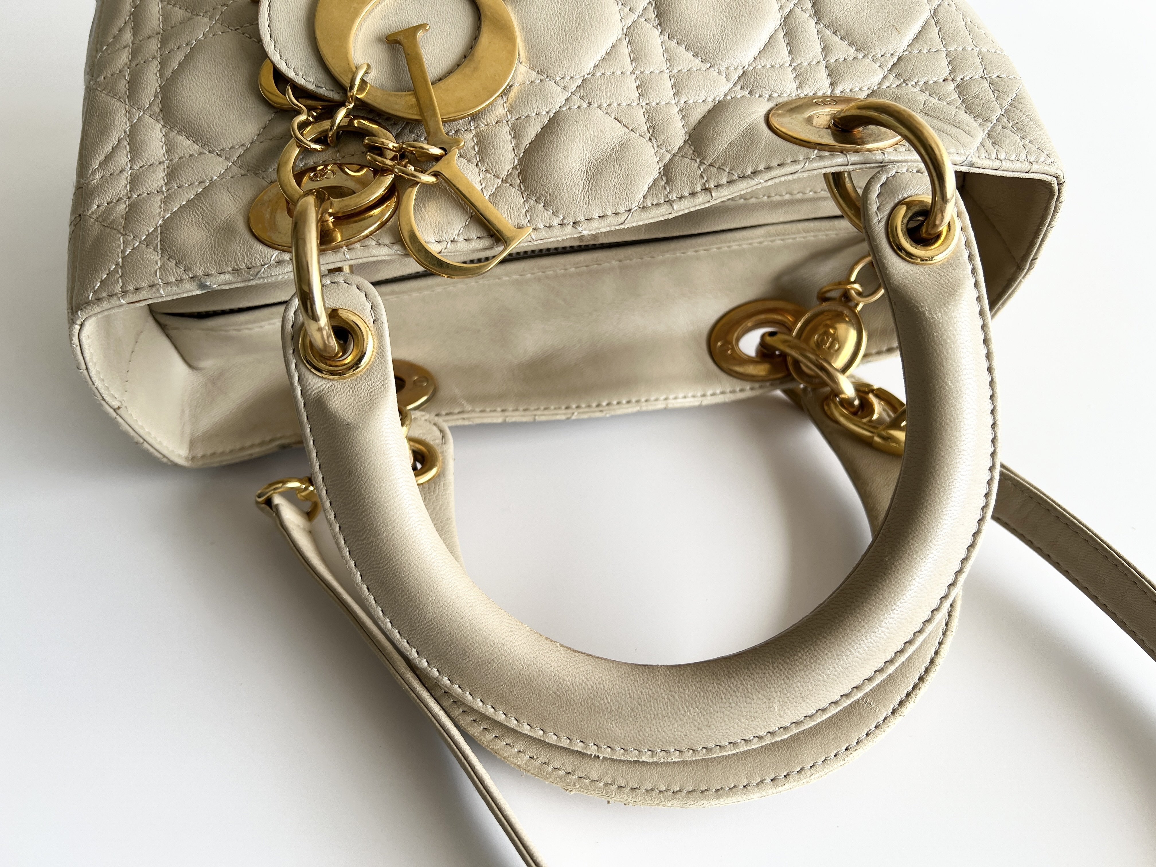 Lady Dior Cannage Leather Lambskin 2way Handbag Shoulder Bag — view 4