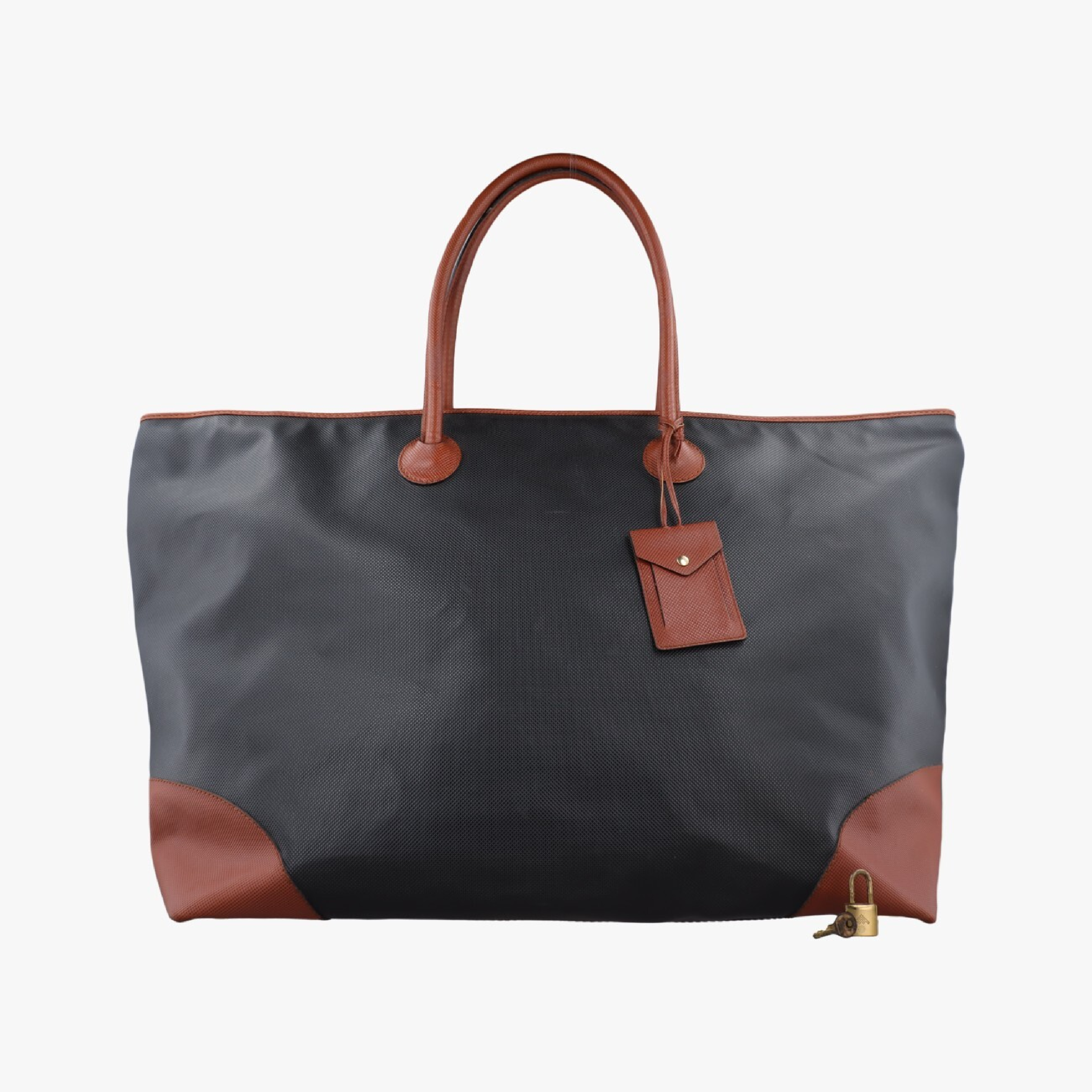 Marco Polo Black x Brown PVC Coated Canvas x Calf Leather Handbag