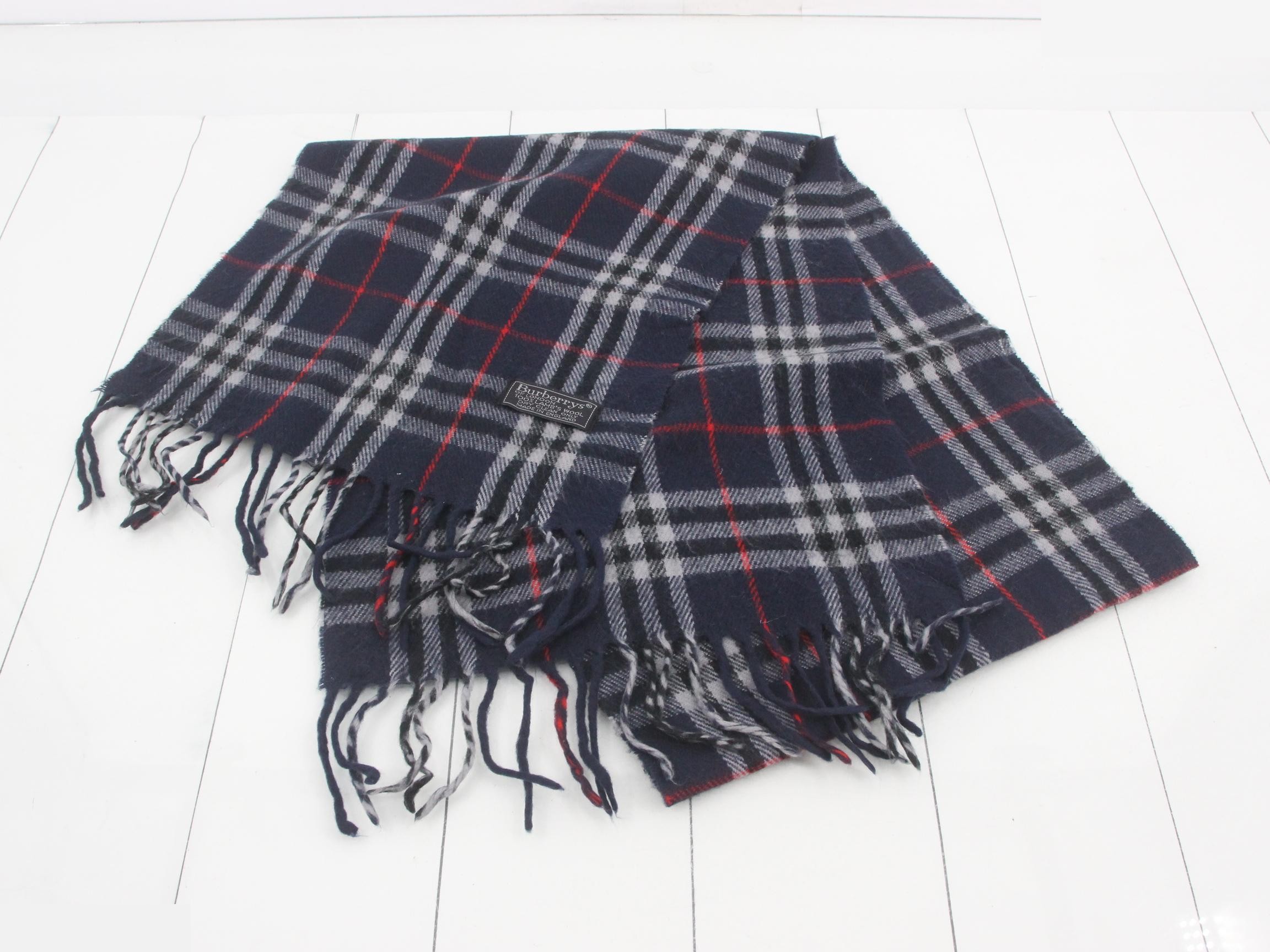 Nova Check Scarf, Navy, 100% Wool — view 2