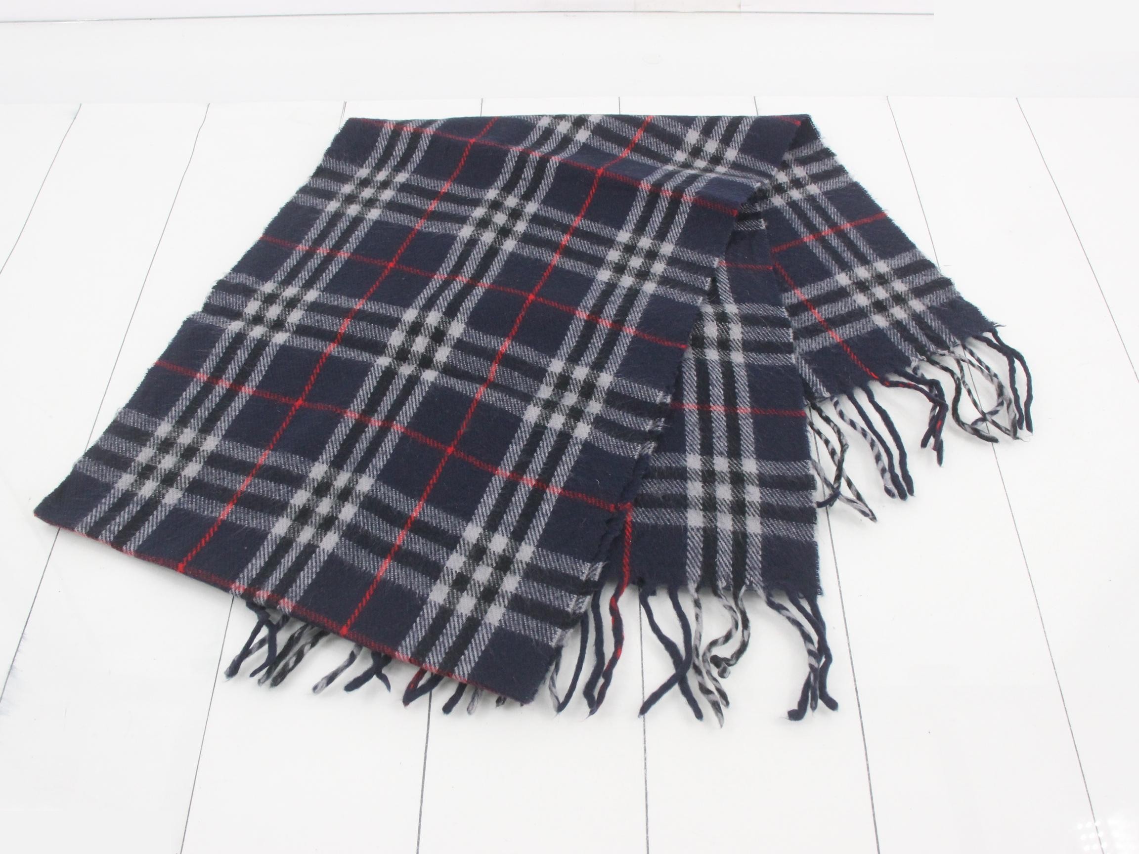 Nova Check Scarf, Navy, 100% Wool — view 3