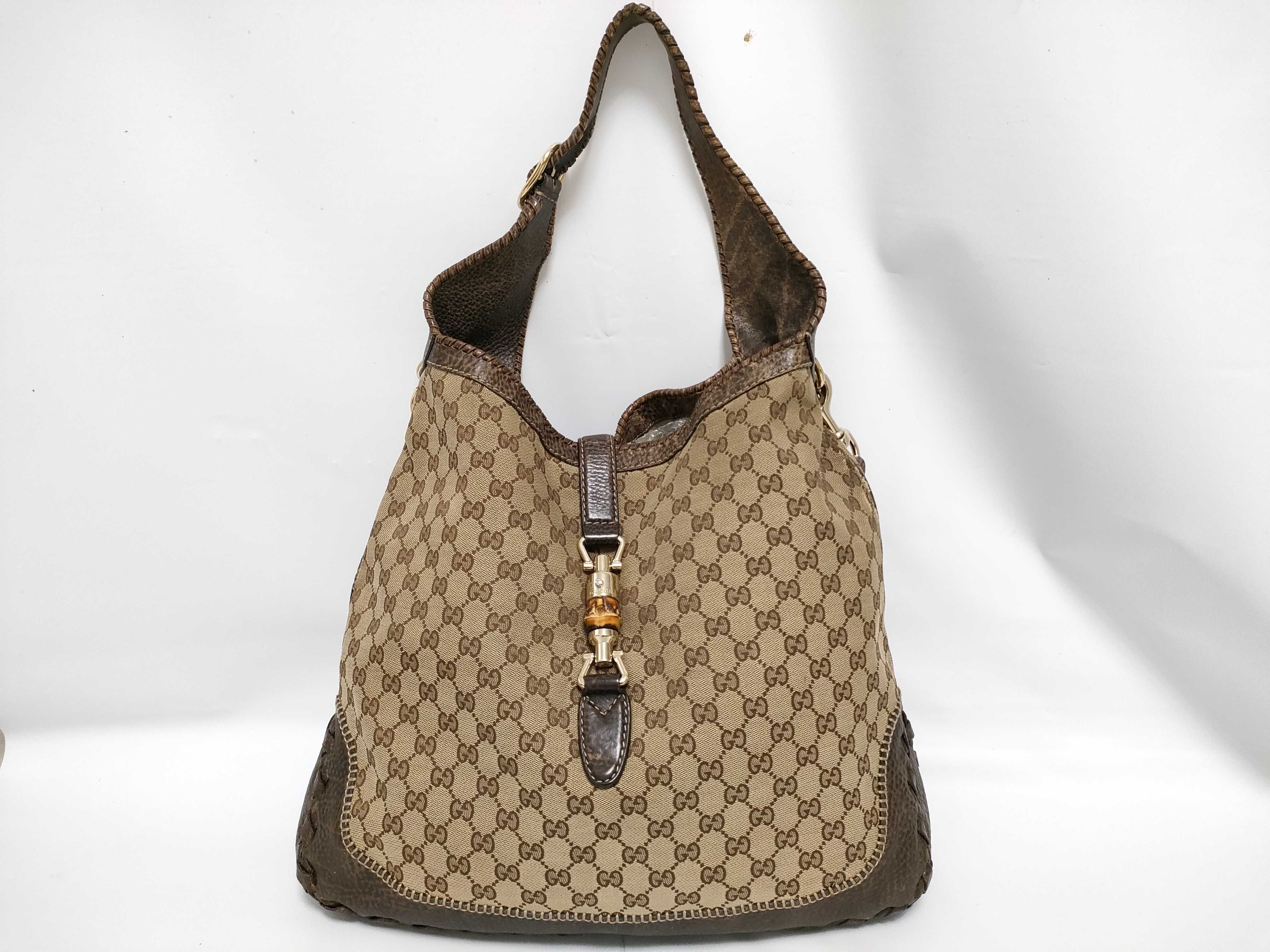 GG Canvas Brown Canvas GG Monogram Bamboo Tassel Jackie Bag with Long Shoulder Strap