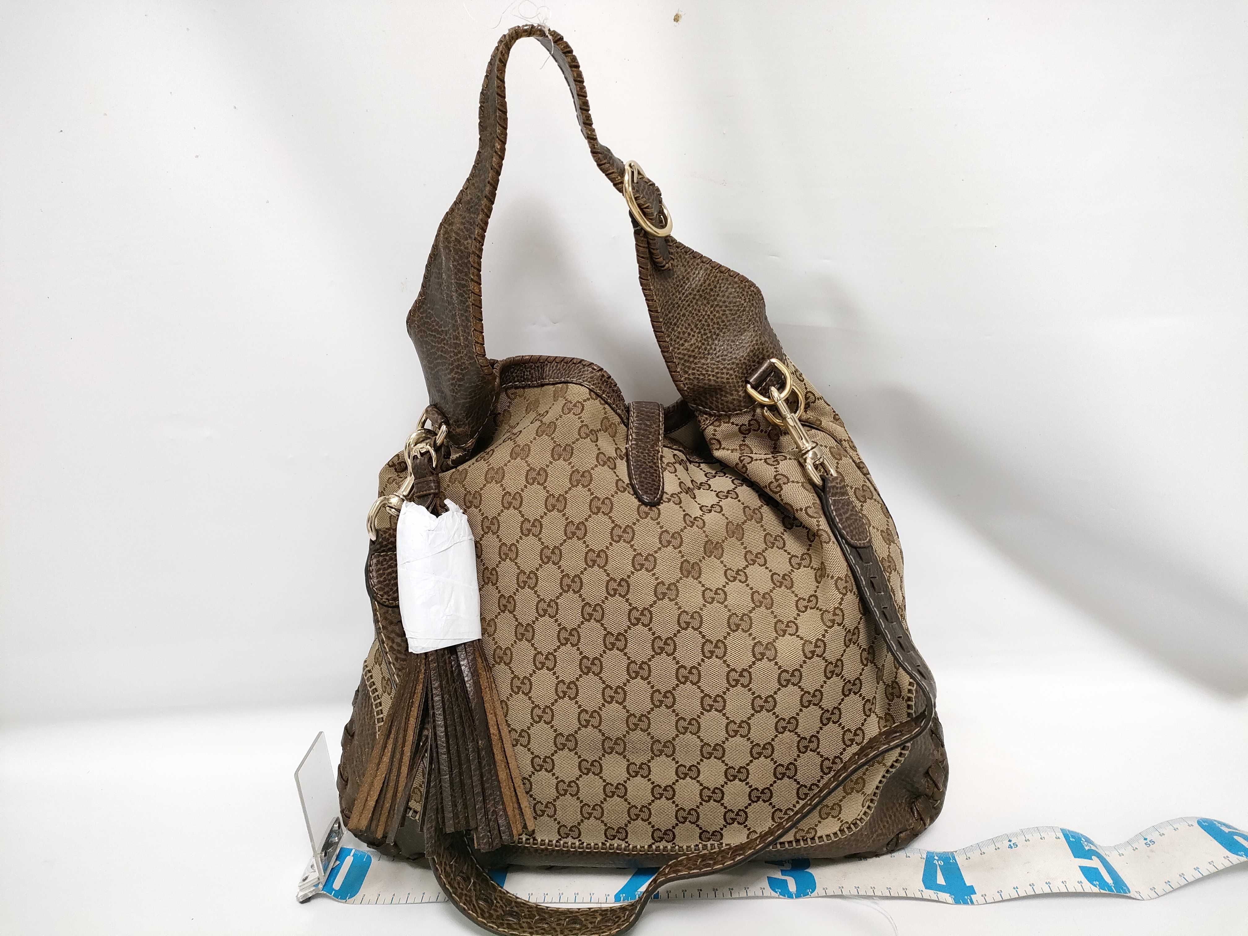 GG Canvas Brown Canvas GG Monogram Bamboo Tassel Jackie Bag with Long Shoulder Strap — view 2