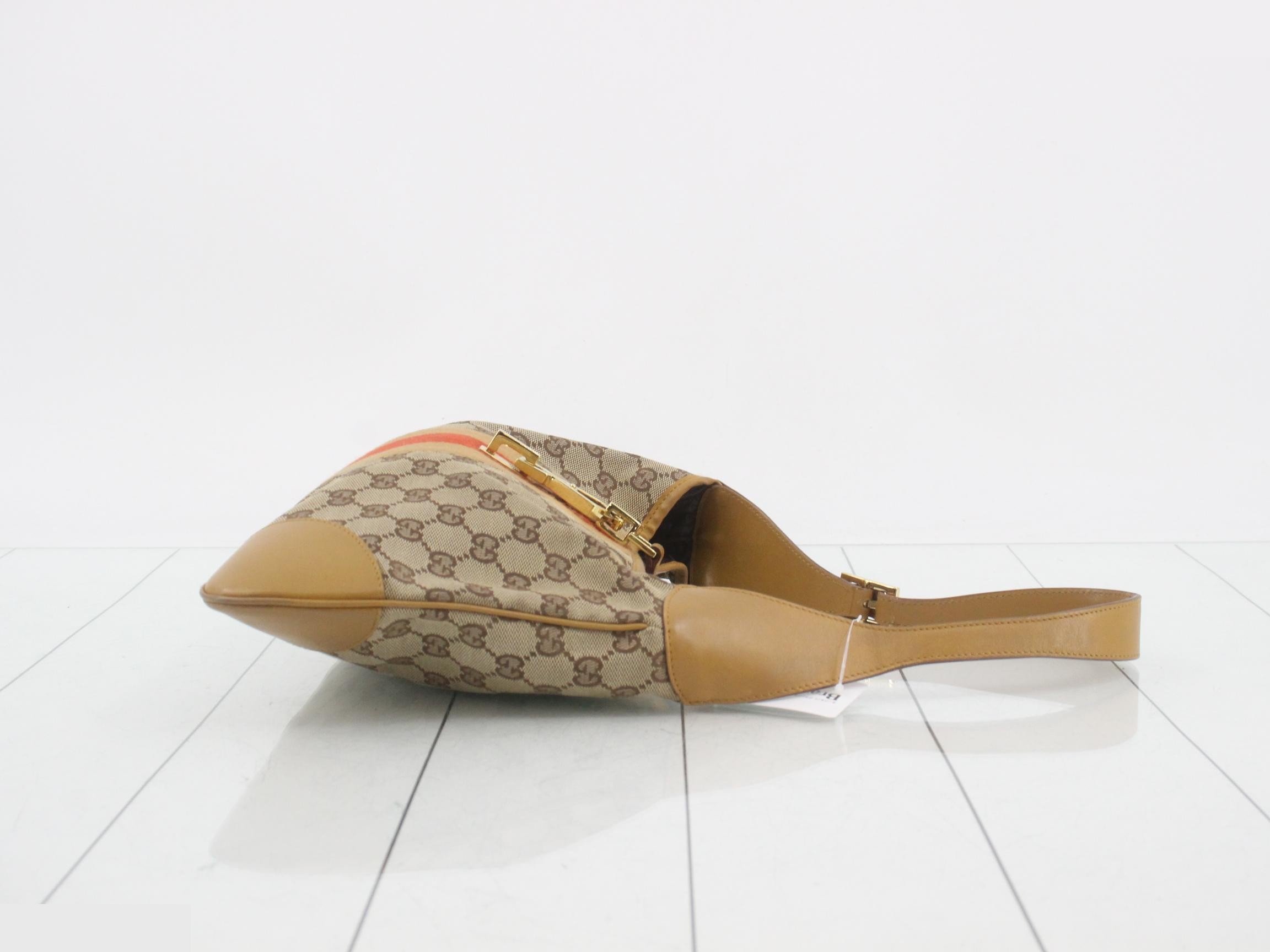Jackie GG Canvas Leather Sherry Line One-Shoulder Bag — view 3