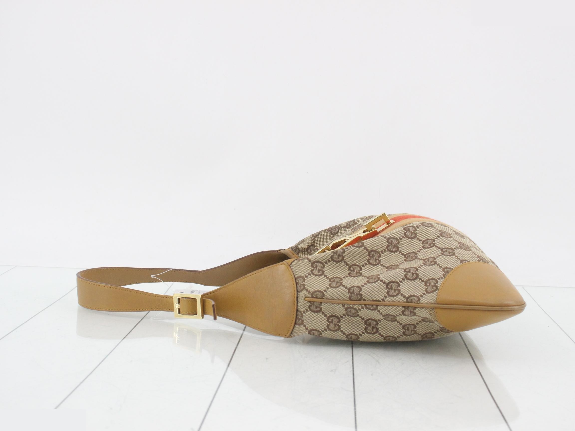 Jackie GG Canvas Leather Sherry Line One-Shoulder Bag — view 4