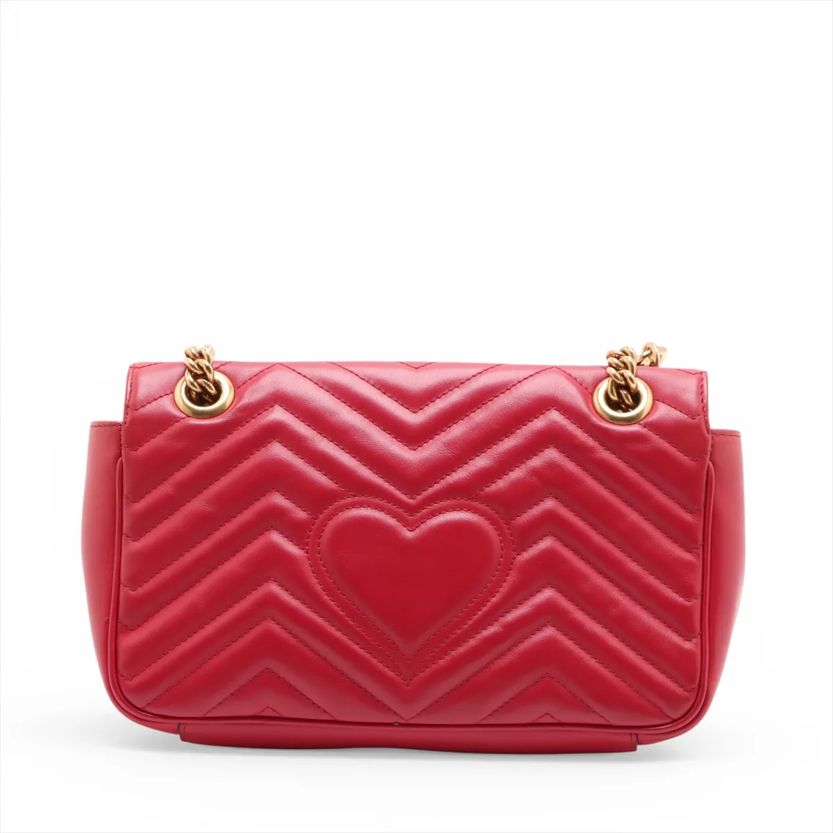 GG Marmont Leather Chain Shoulder Bag Red 443497 — view 2