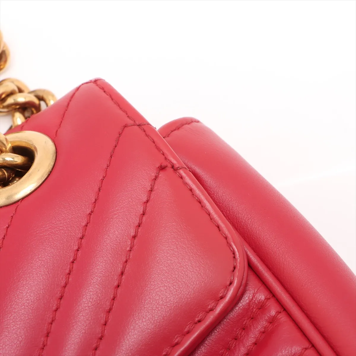 GG Marmont Leather Chain Shoulder Bag Red 443497 — view 12