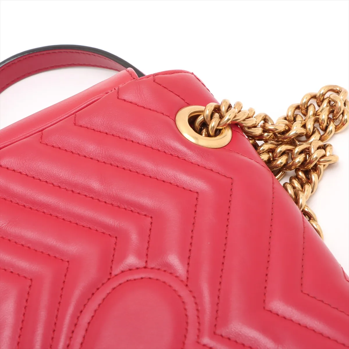 GG Marmont Leather Chain Shoulder Bag Red 443497 — view 13