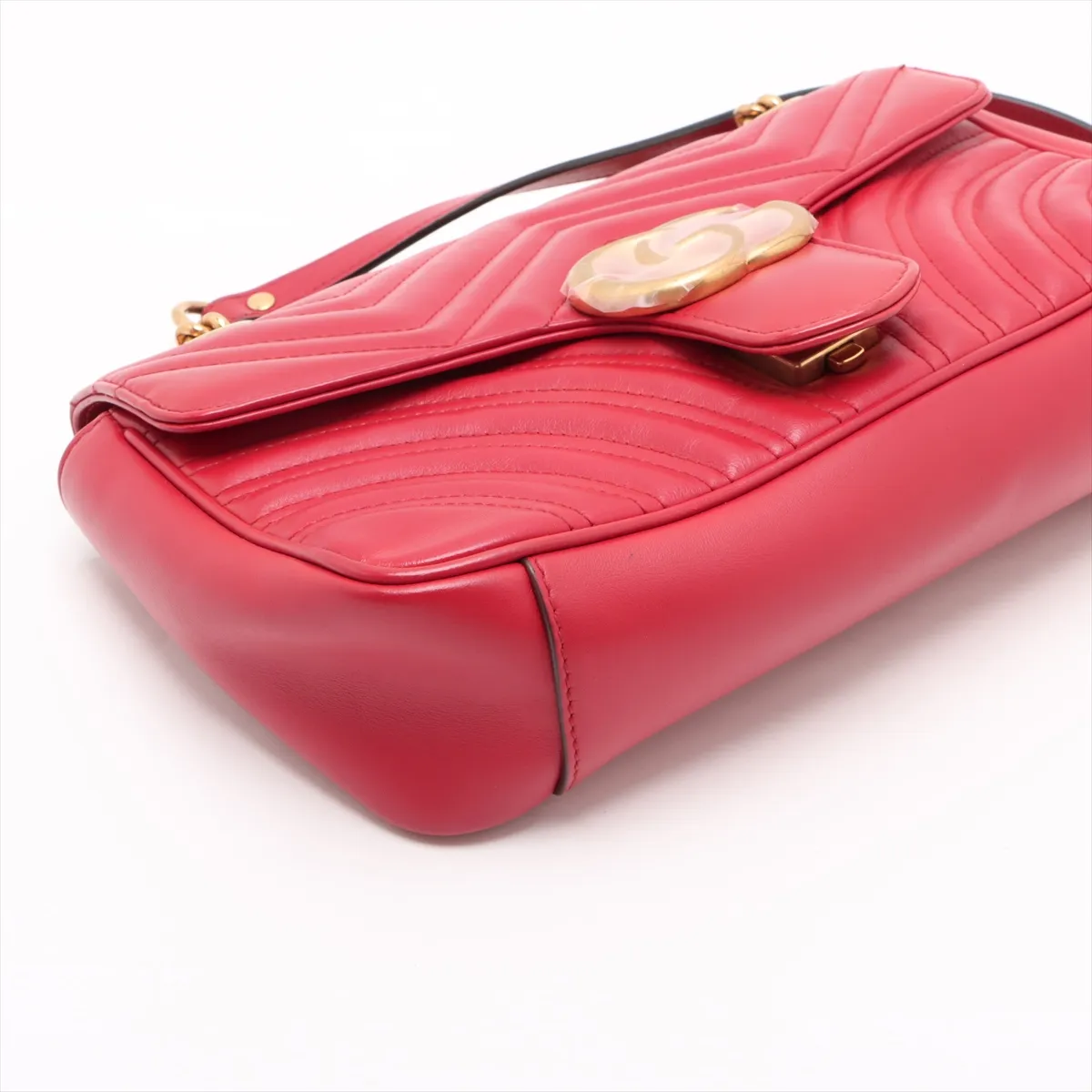 GG Marmont Leather Chain Shoulder Bag Red 443497 — view 4