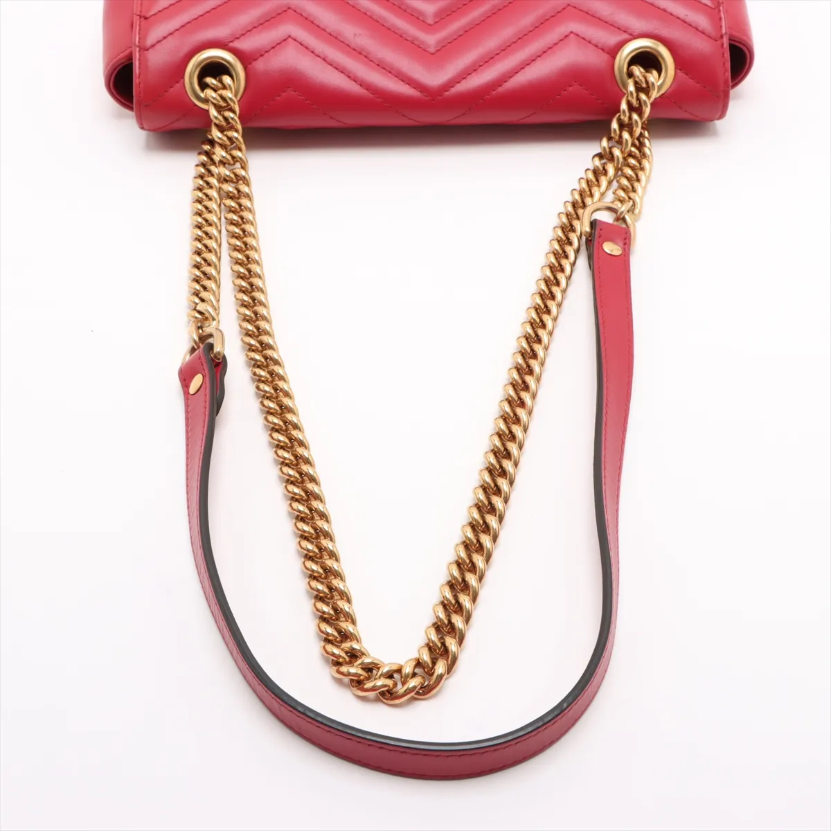 GG Marmont Leather Chain Shoulder Bag Red 443497 — view 5