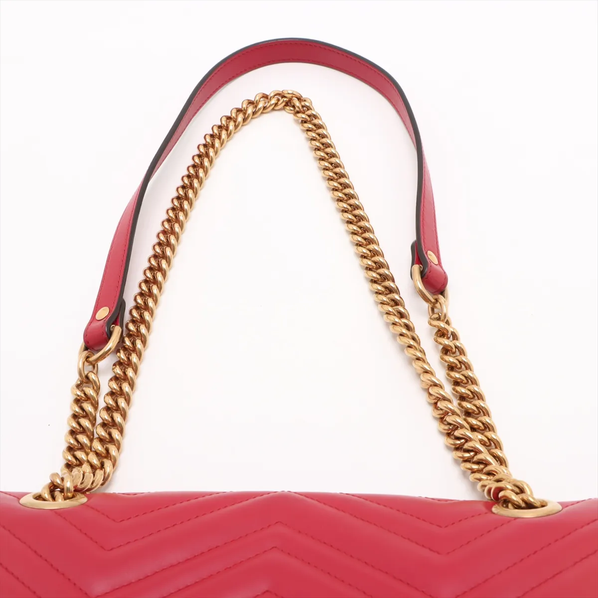 GG Marmont Leather Chain Shoulder Bag Red 443497 — view 6